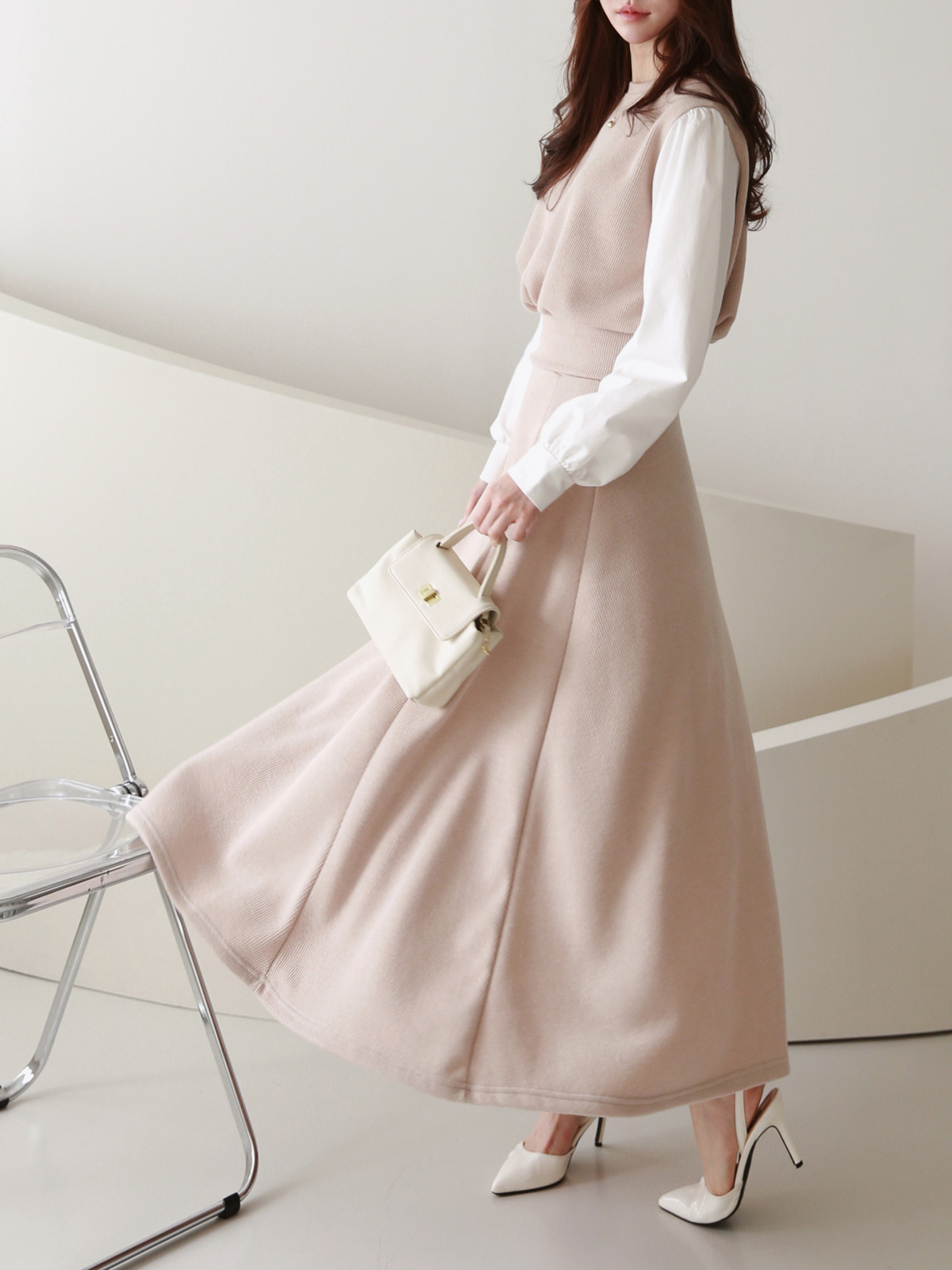 ドッキングパフリブスウェット&フレアスカートSET | 詳細画像9