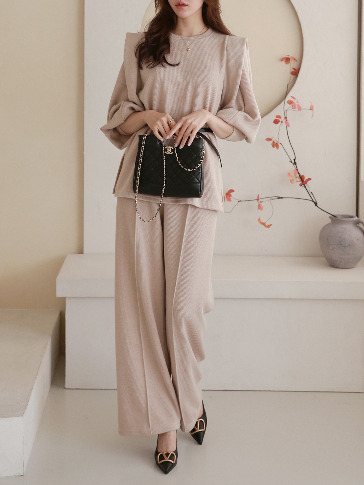 ベルト付パワショルスリットスウェット&ワイドパンツSET | 詳細画像7