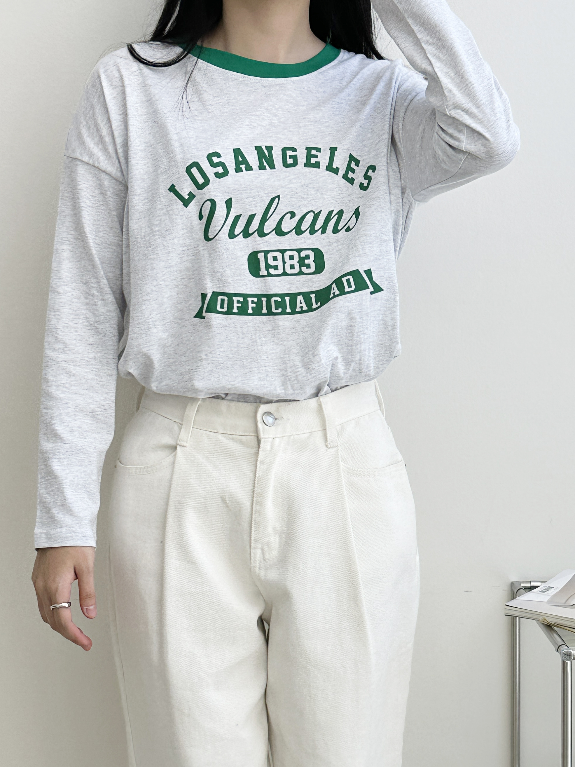 LOS ANGELES配色ネック長袖Tシャツ | 詳細画像2