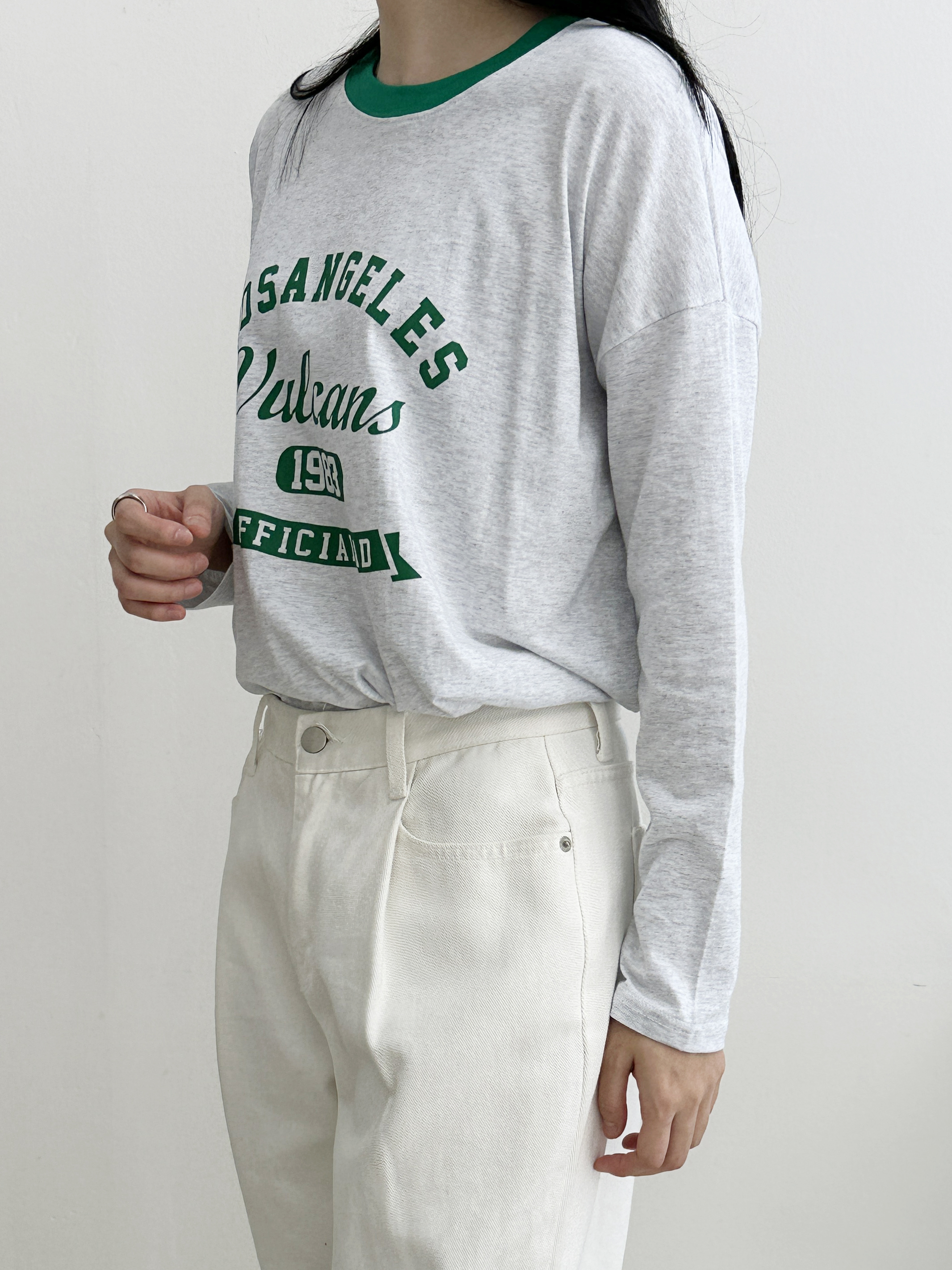 LOS ANGELES配色ネック長袖Tシャツ | 詳細画像8