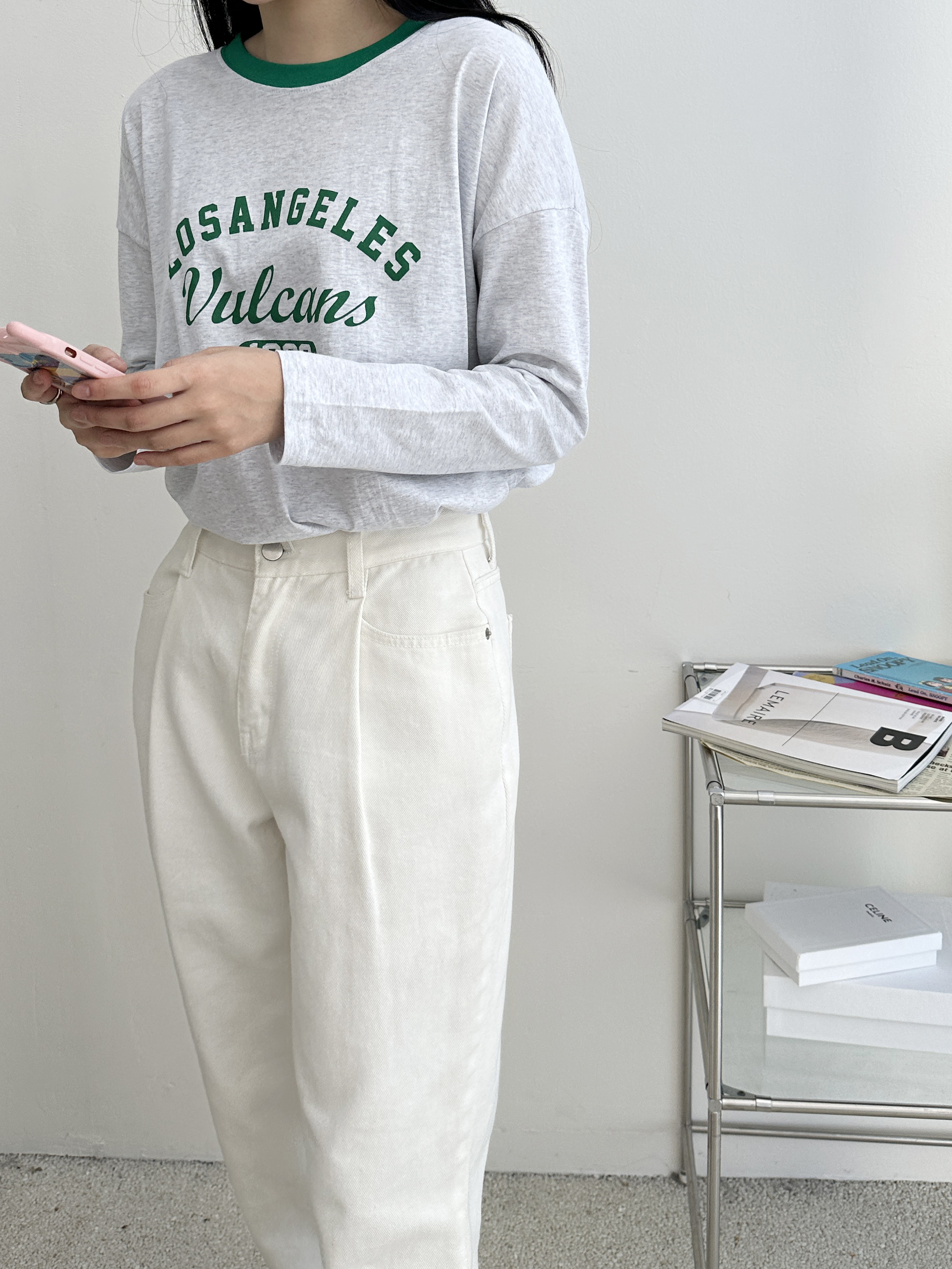 LOS ANGELES配色ネック長袖Tシャツ | 詳細画像9