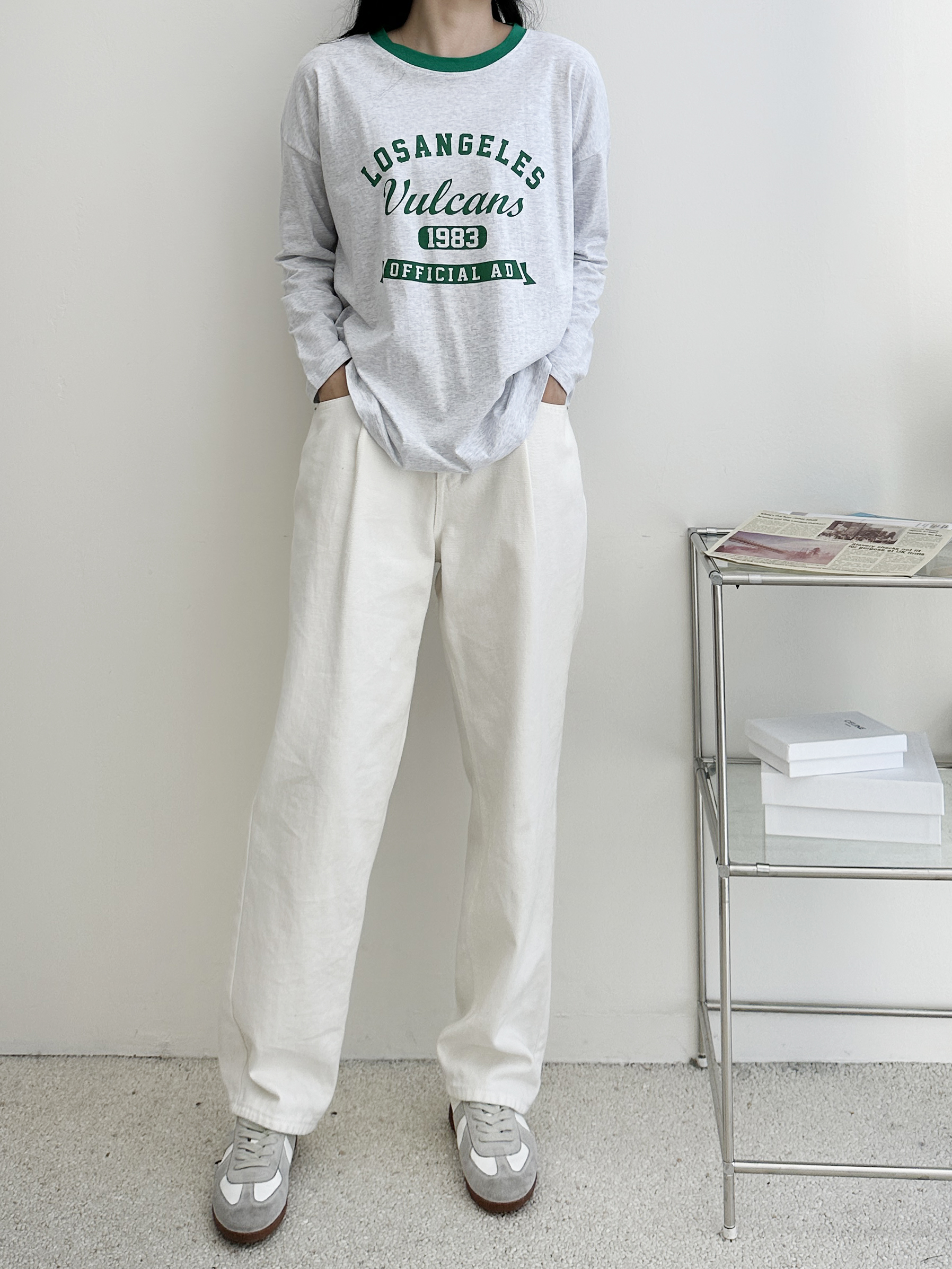 LOS ANGELES配色ネック長袖Tシャツ | 詳細画像6