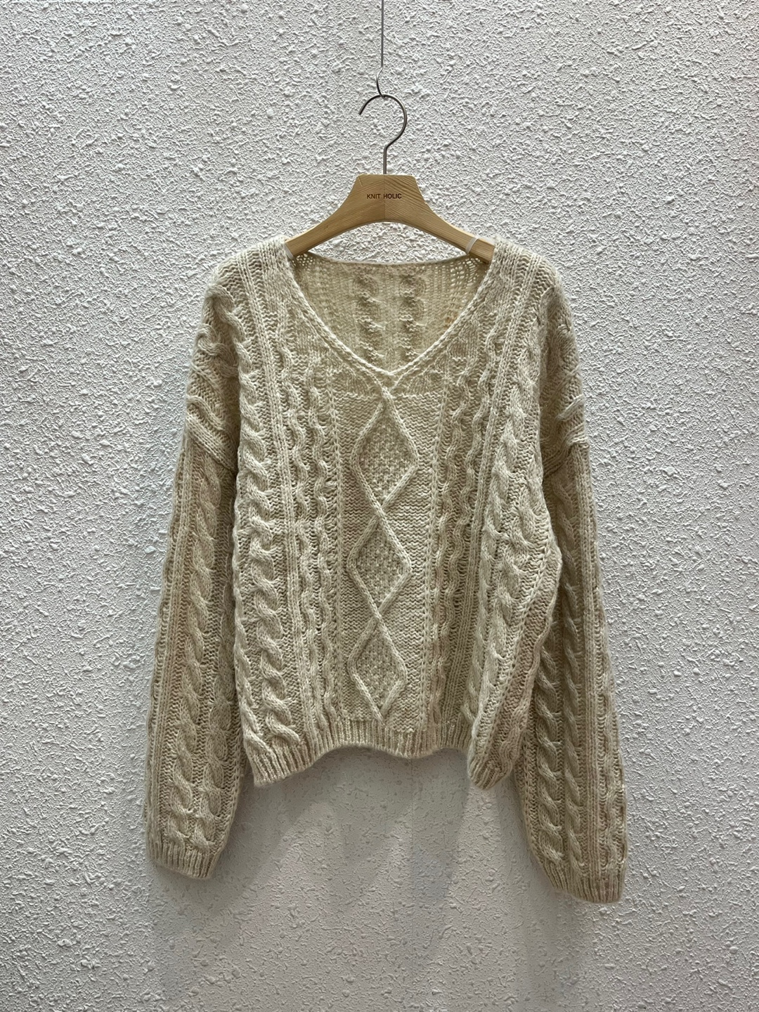 モヘア混ルーズケーブルVネックニット | 詳細画像9