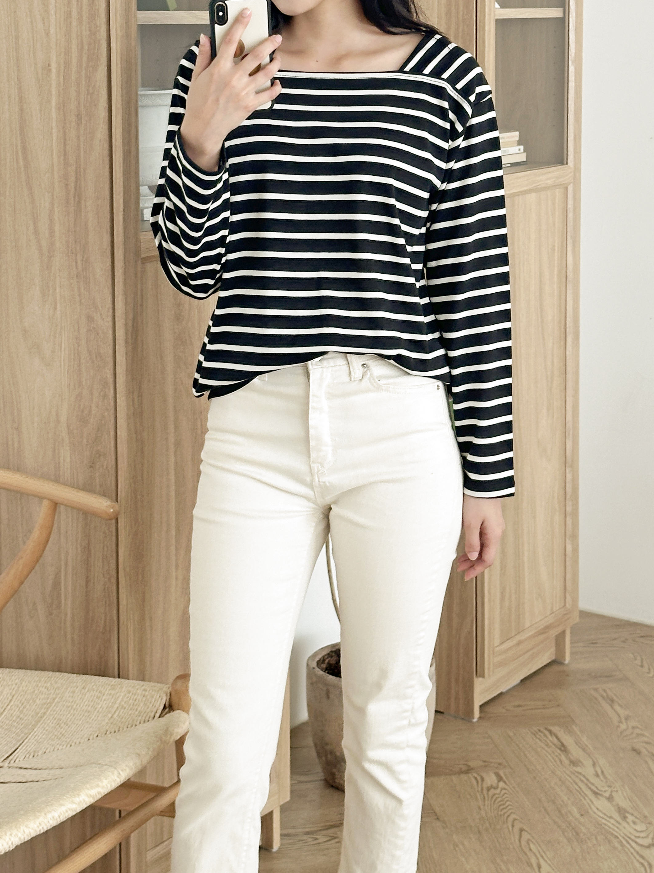 スクエアネックボーダー長袖Tシャツ | 詳細画像7