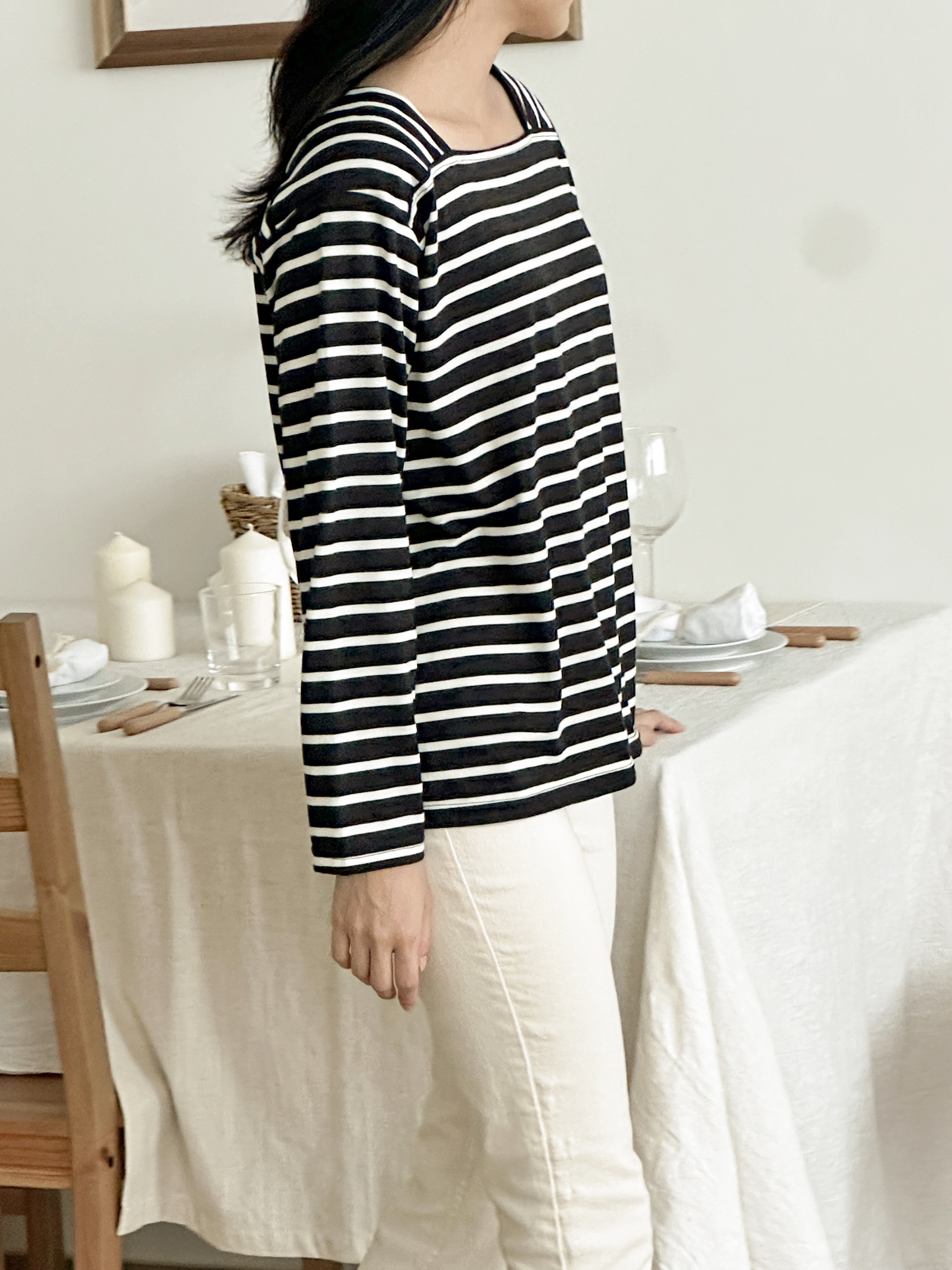 スクエアネックボーダー長袖Tシャツ | 詳細画像8