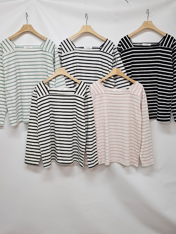 スクエアネックボーダー長袖Tシャツ | 詳細画像11