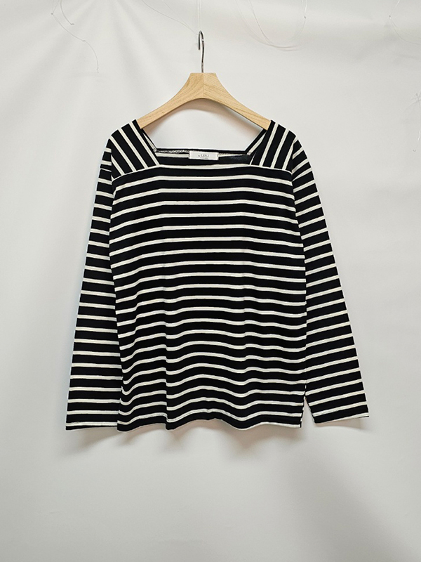 スクエアネックボーダー長袖Tシャツ | 詳細画像12