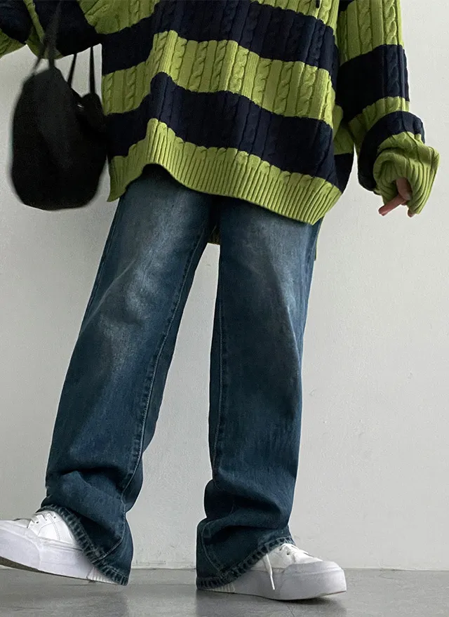 3TYPEビンテージウォッシュセミワイドデニムパンツ | hijjoo | 詳細画像2