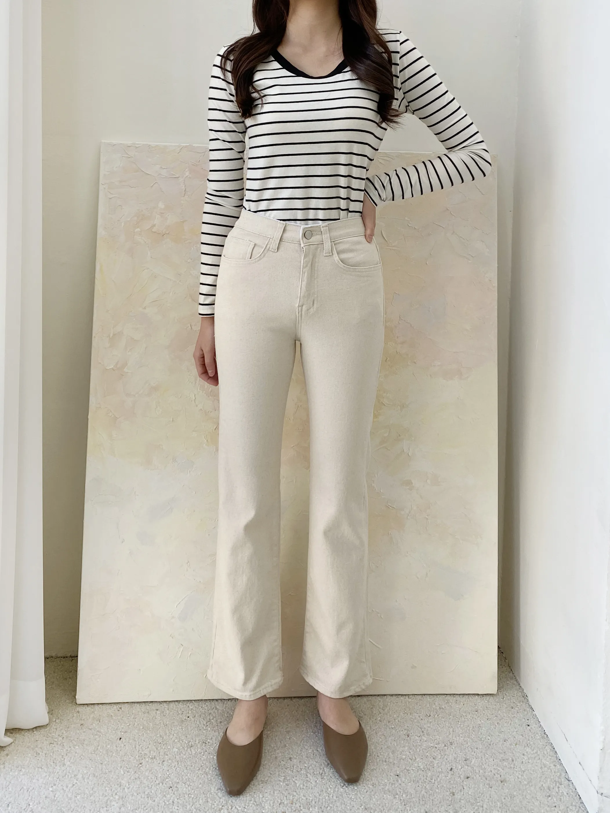 シークレットゴムスリムフレアパンツ | 詳細画像1