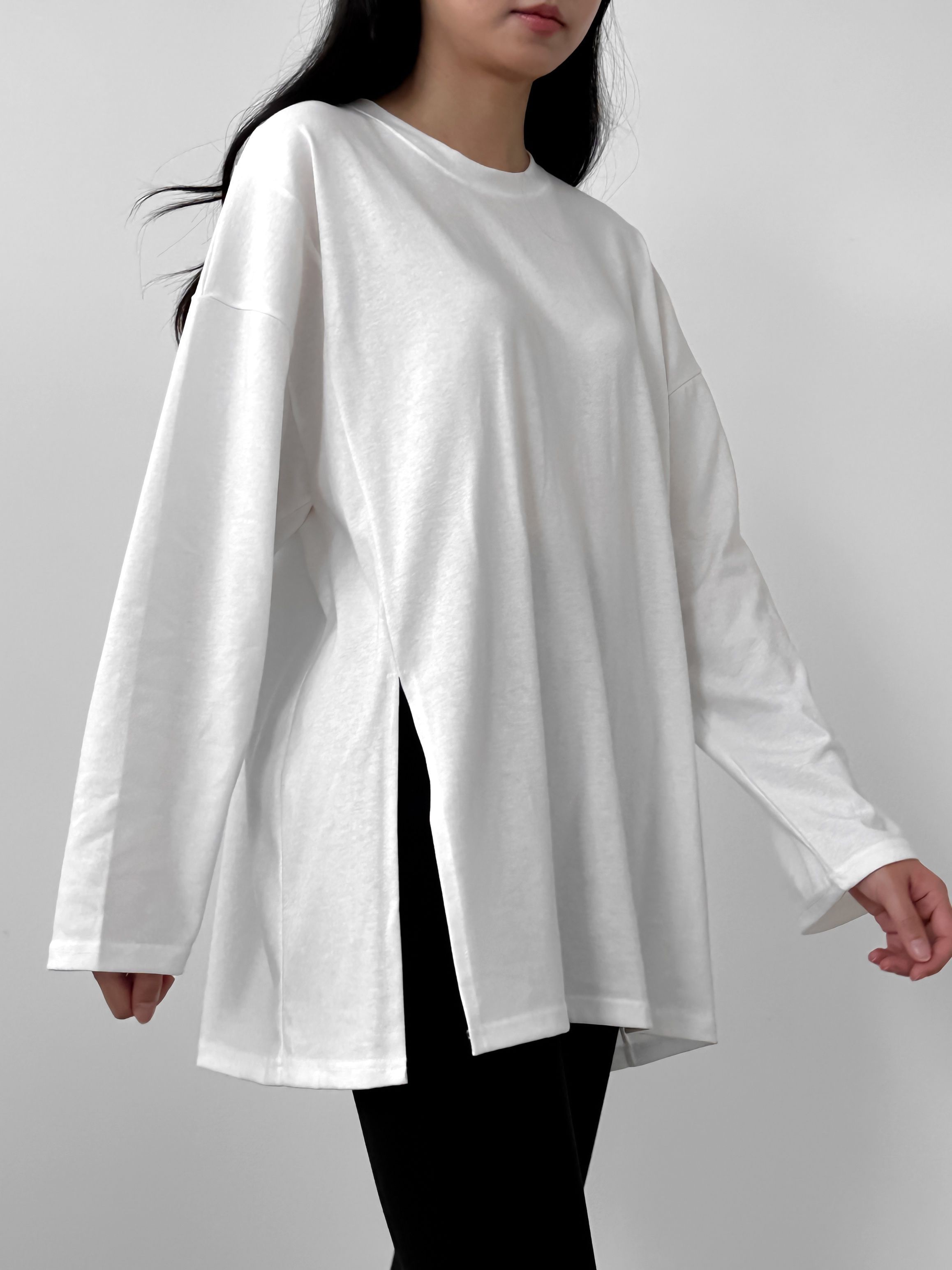 サイドスリットラウンドネックボクシーTシャツ | 詳細画像19