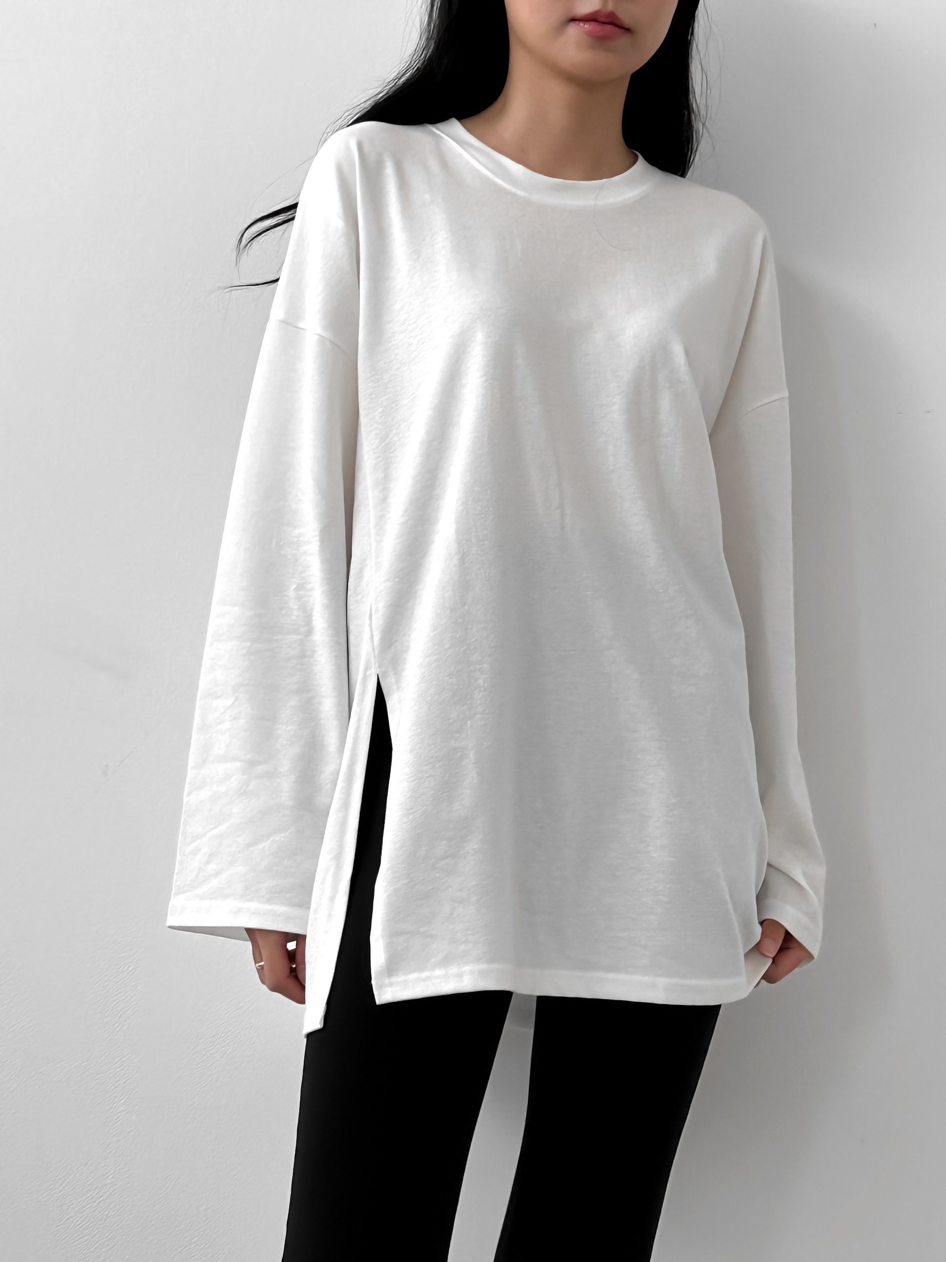 サイドスリットラウンドネックボクシーTシャツ | 詳細画像6