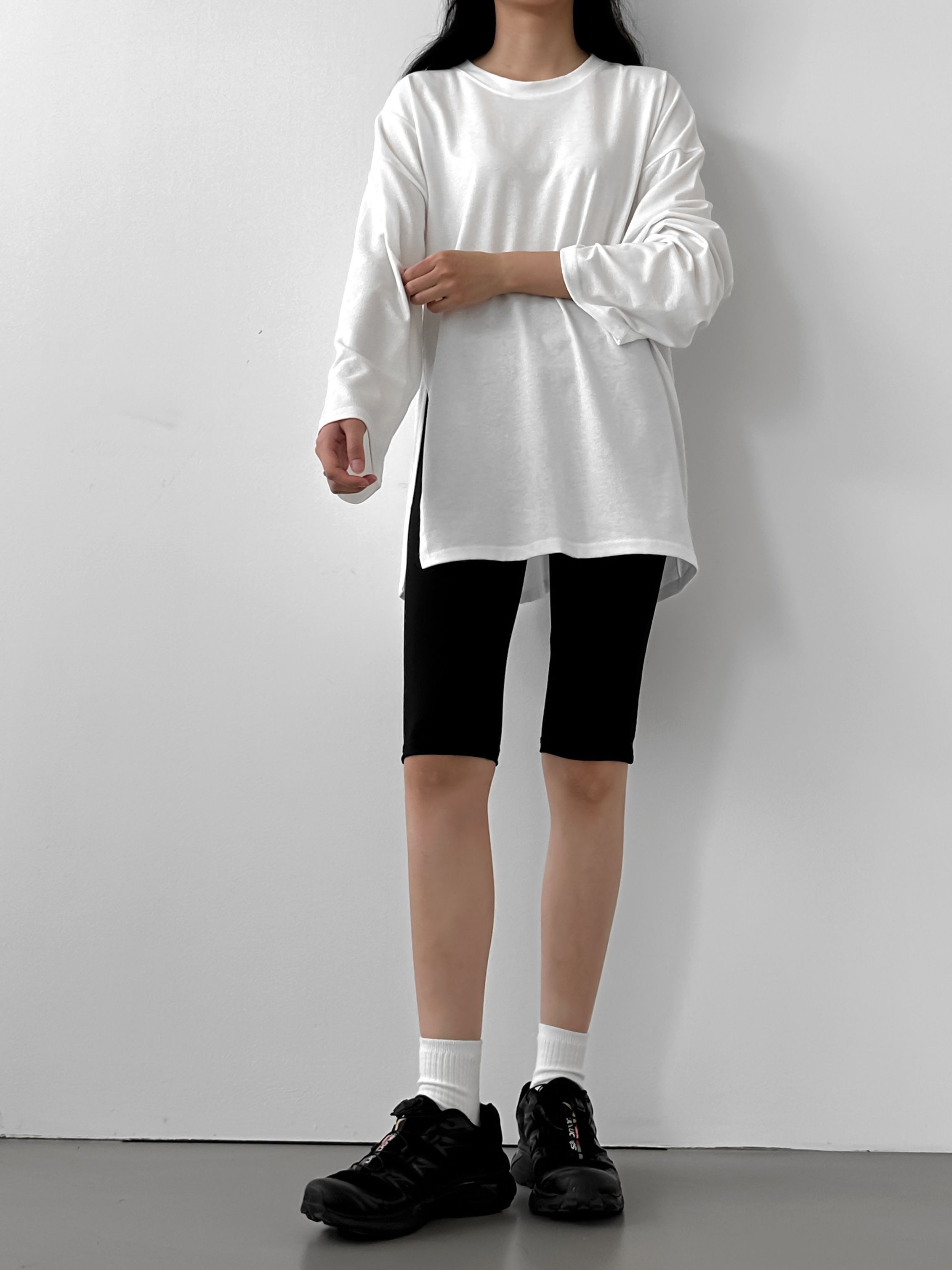 サイドスリットラウンドネックボクシーTシャツ | 詳細画像11