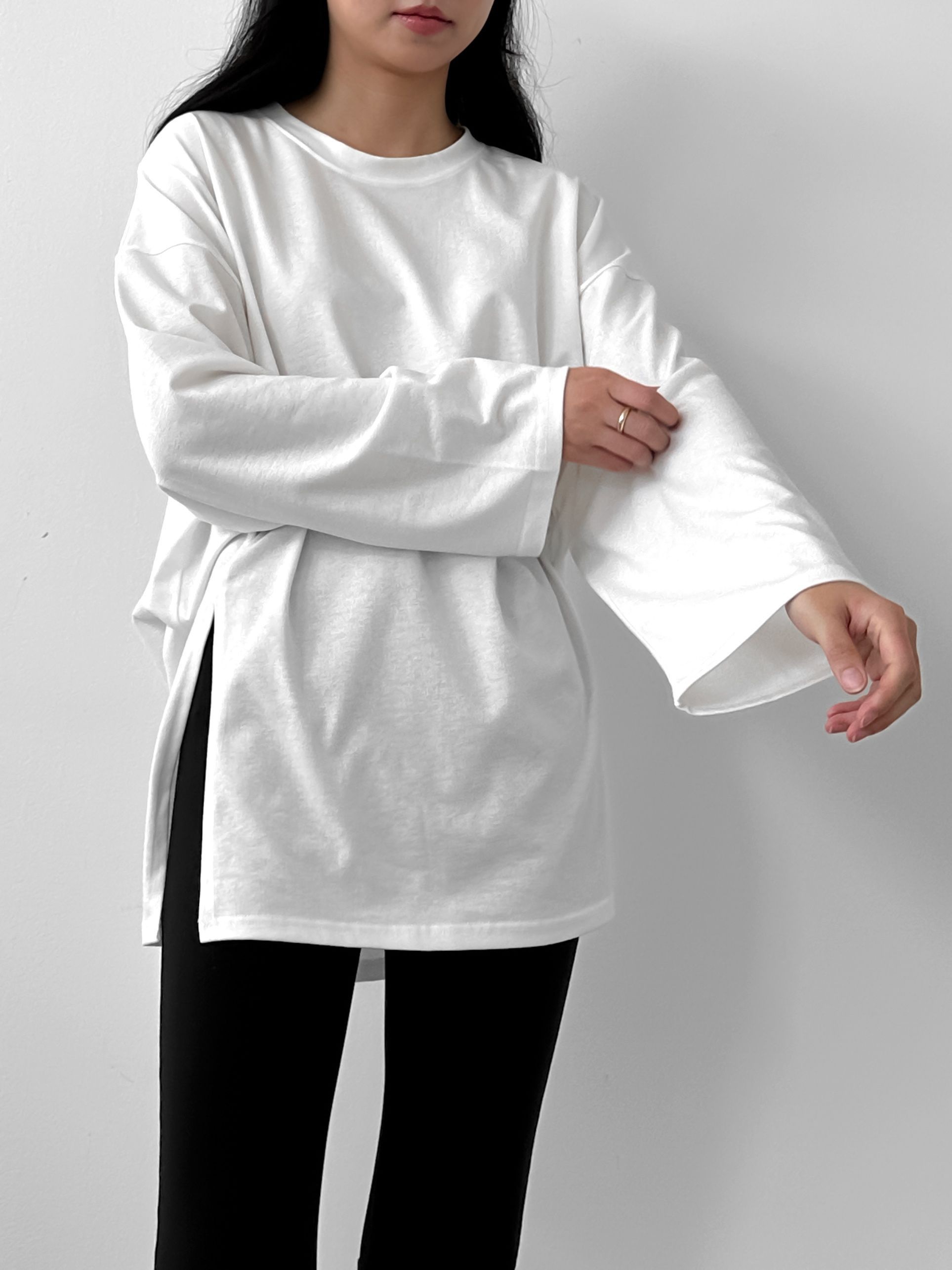 サイドスリットラウンドネックボクシーTシャツ | 詳細画像7