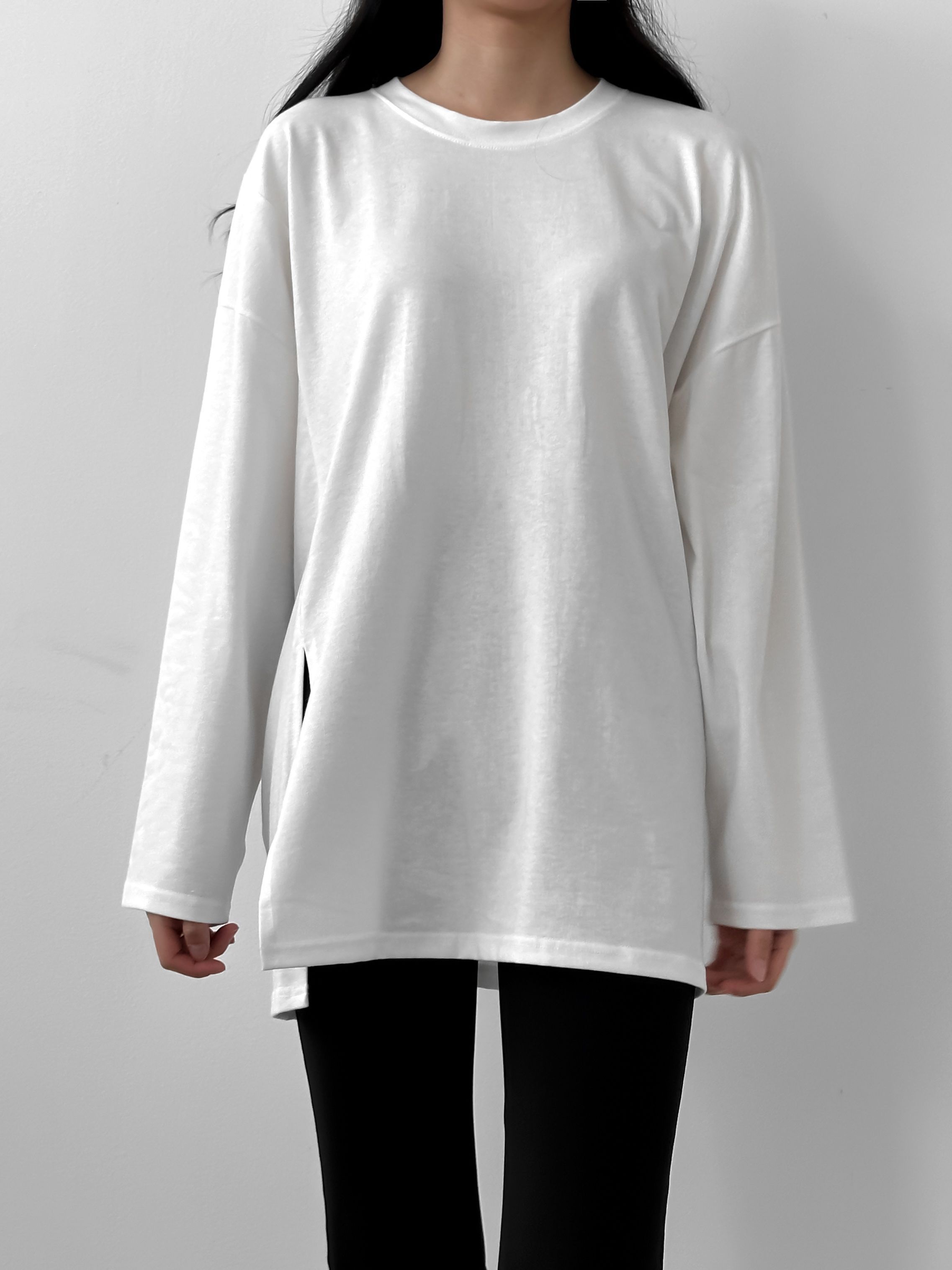 サイドスリットラウンドネックボクシーTシャツ | 詳細画像3