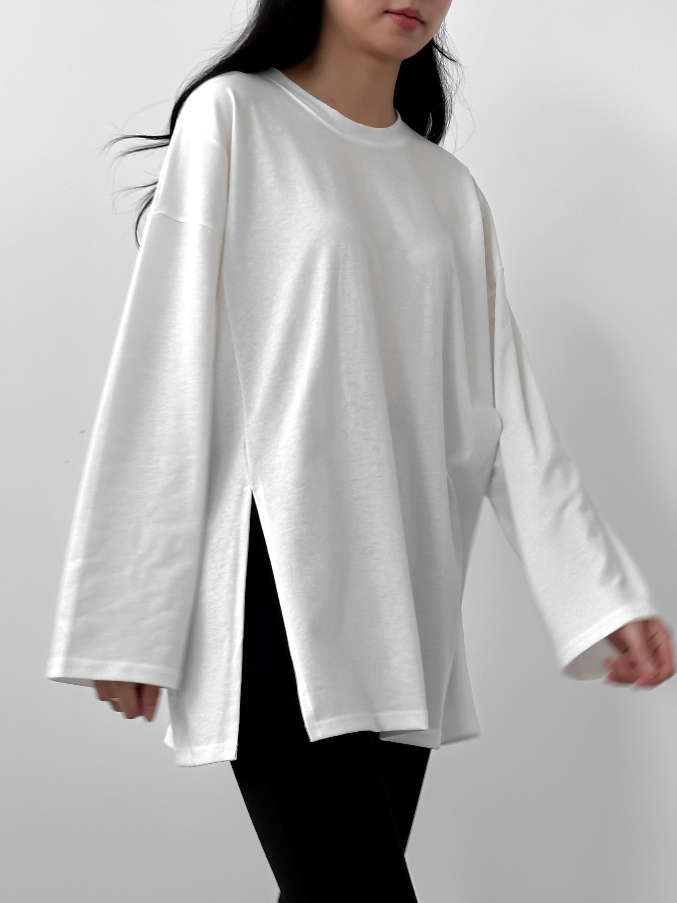 サイドスリットラウンドネックボクシーTシャツ | 詳細画像13