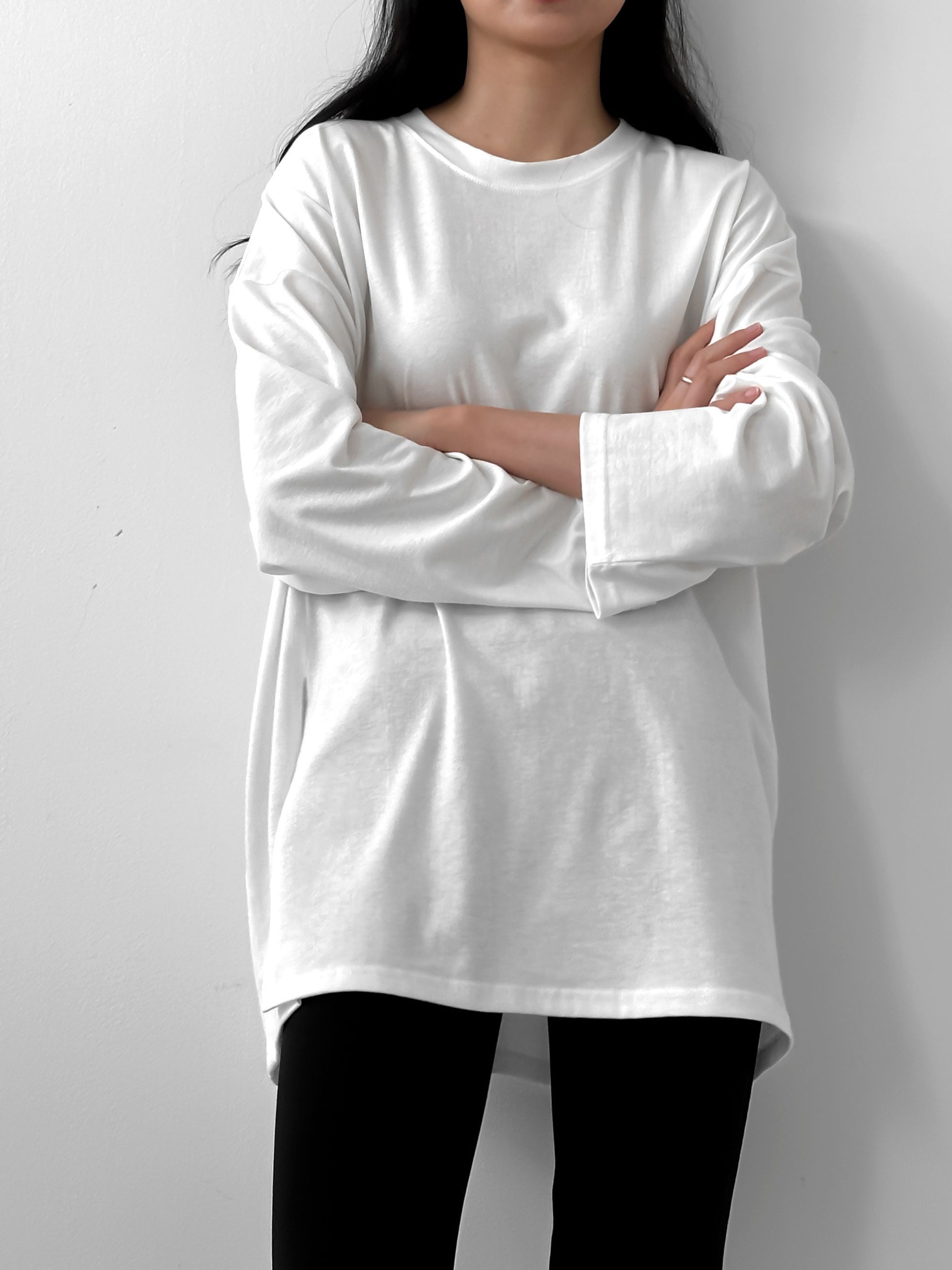 サイドスリットラウンドネックボクシーTシャツ | 詳細画像12