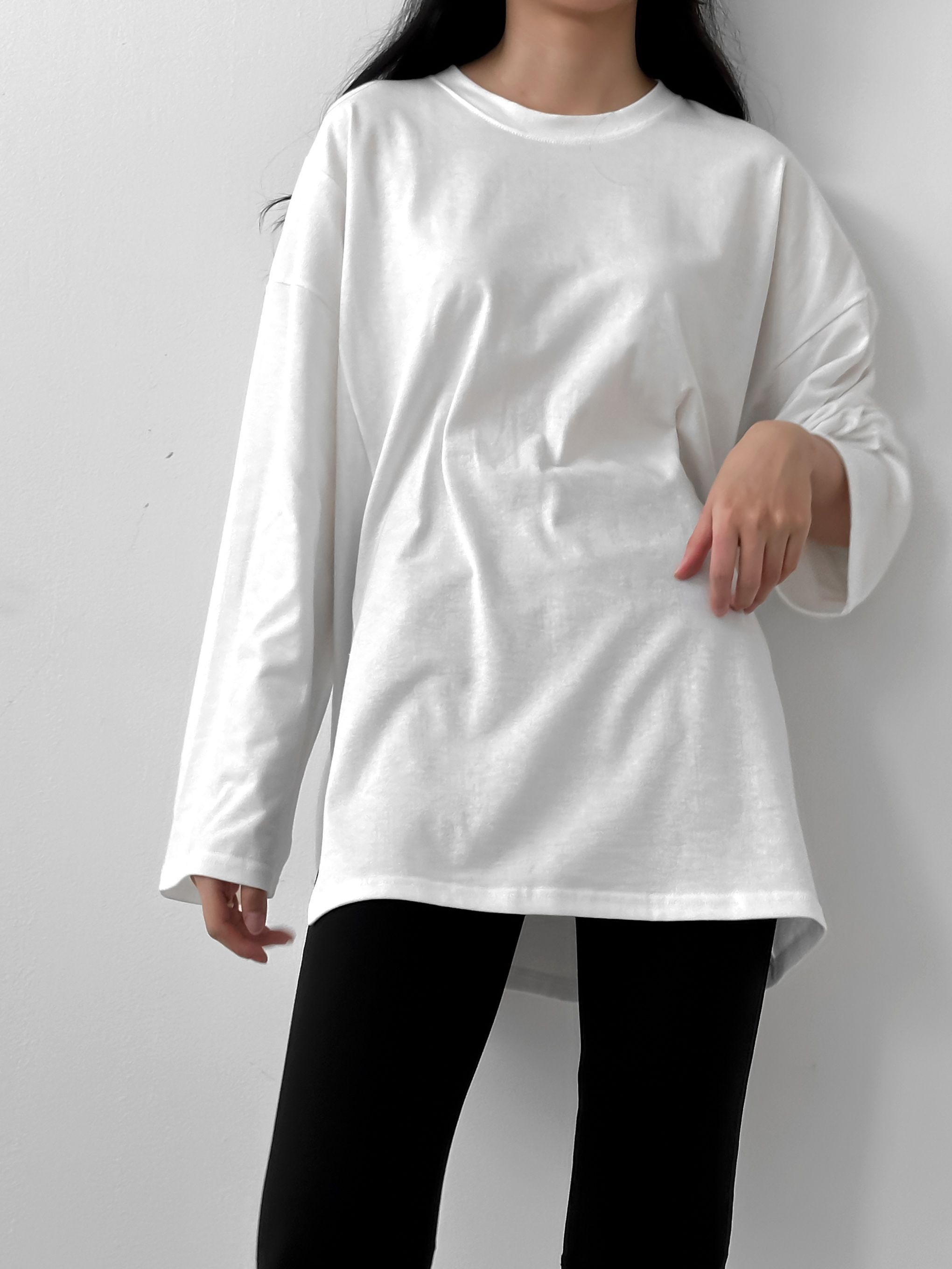 サイドスリットラウンドネックボクシーTシャツ | 詳細画像14