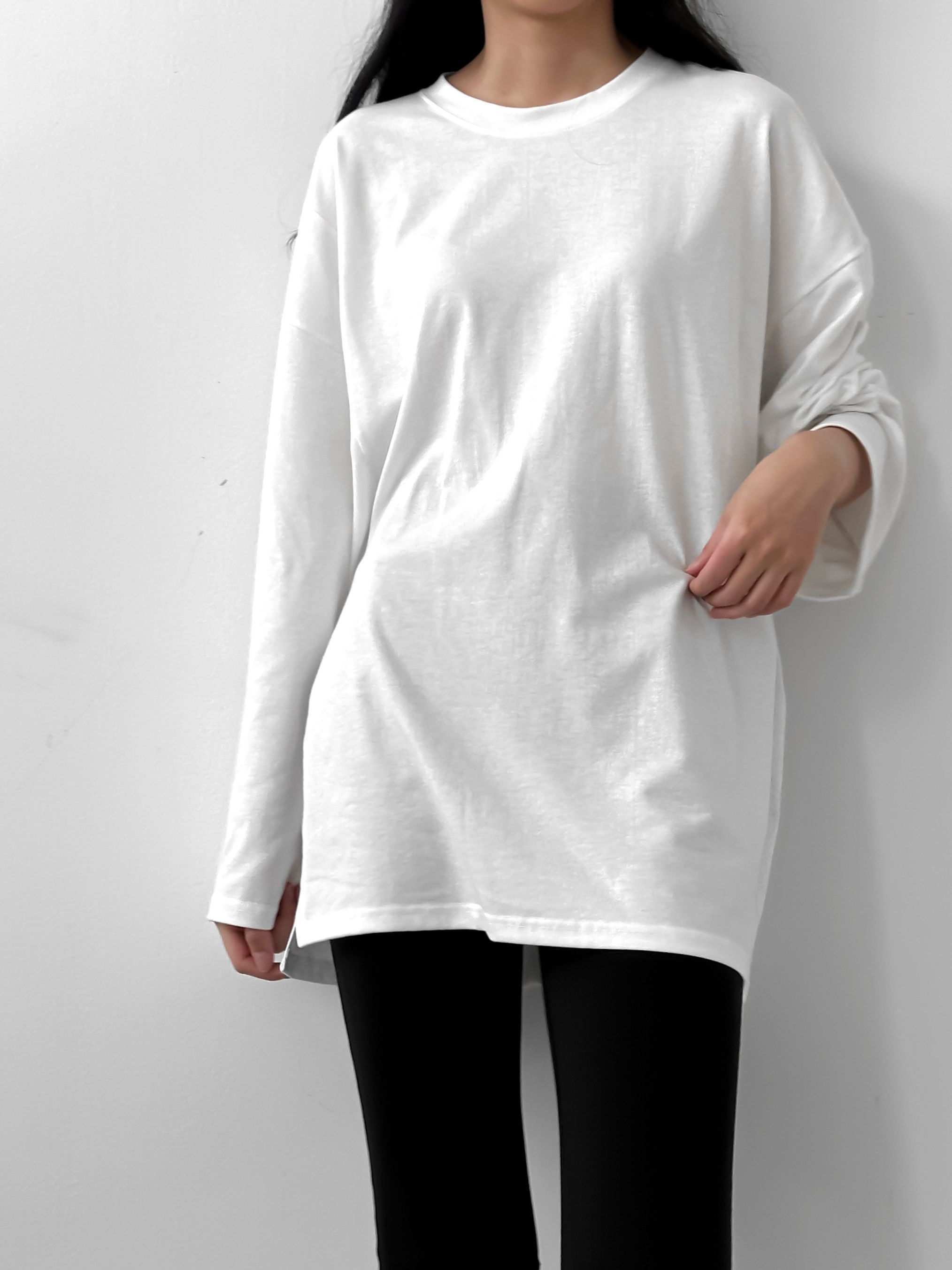 サイドスリットラウンドネックボクシーTシャツ | 詳細画像21