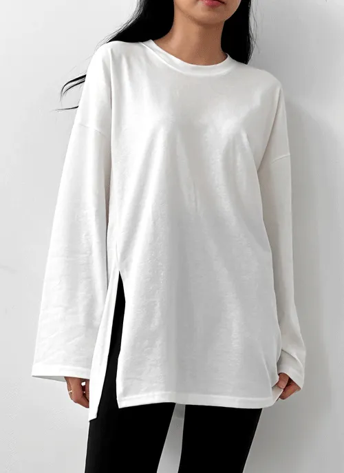 サイドスリットラウンドネックボクシーTシャツ | 詳細画像1