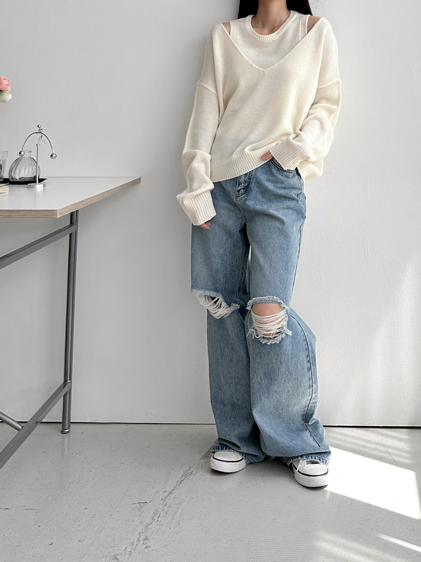 タンクトップ&ボクシーディープVネックニットSET | 詳細画像10