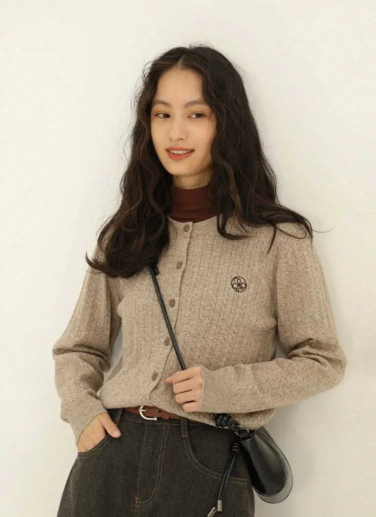 ケーブルサークルロゴ刺繍カーディガン | レディースファッション通販  