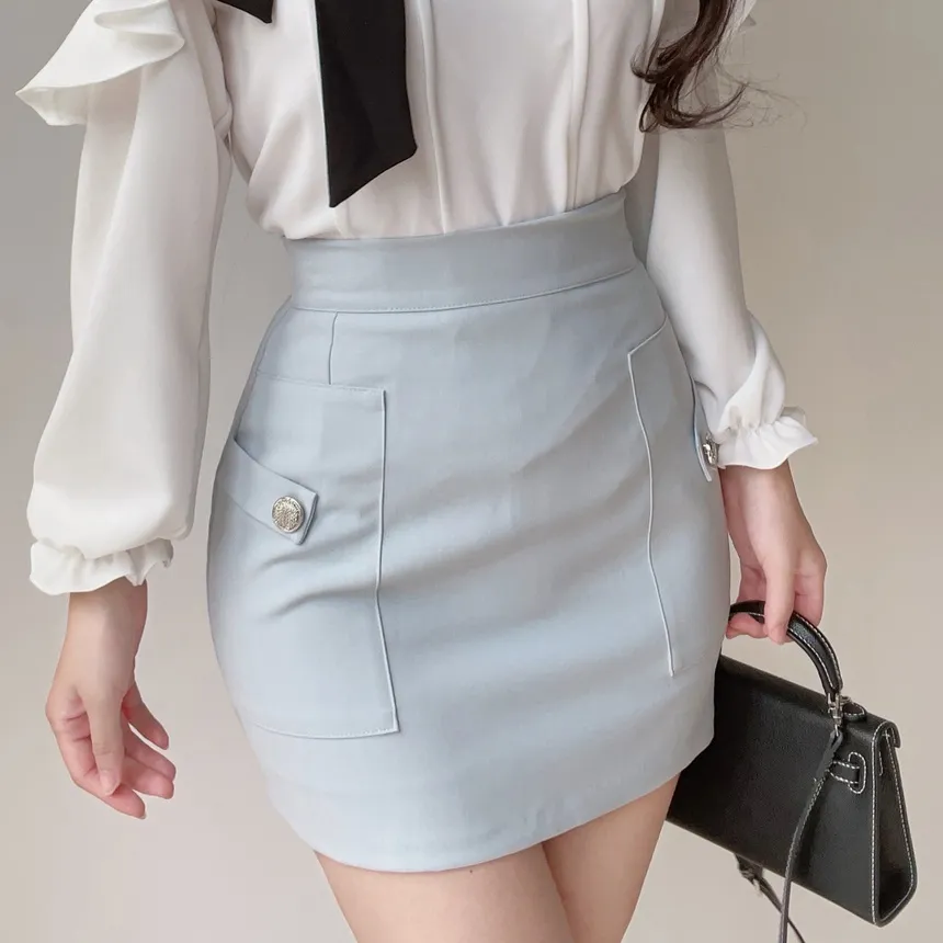 配色スカーフラッフルスリットショルダーブラウス | mirangmirang | 詳細画像6