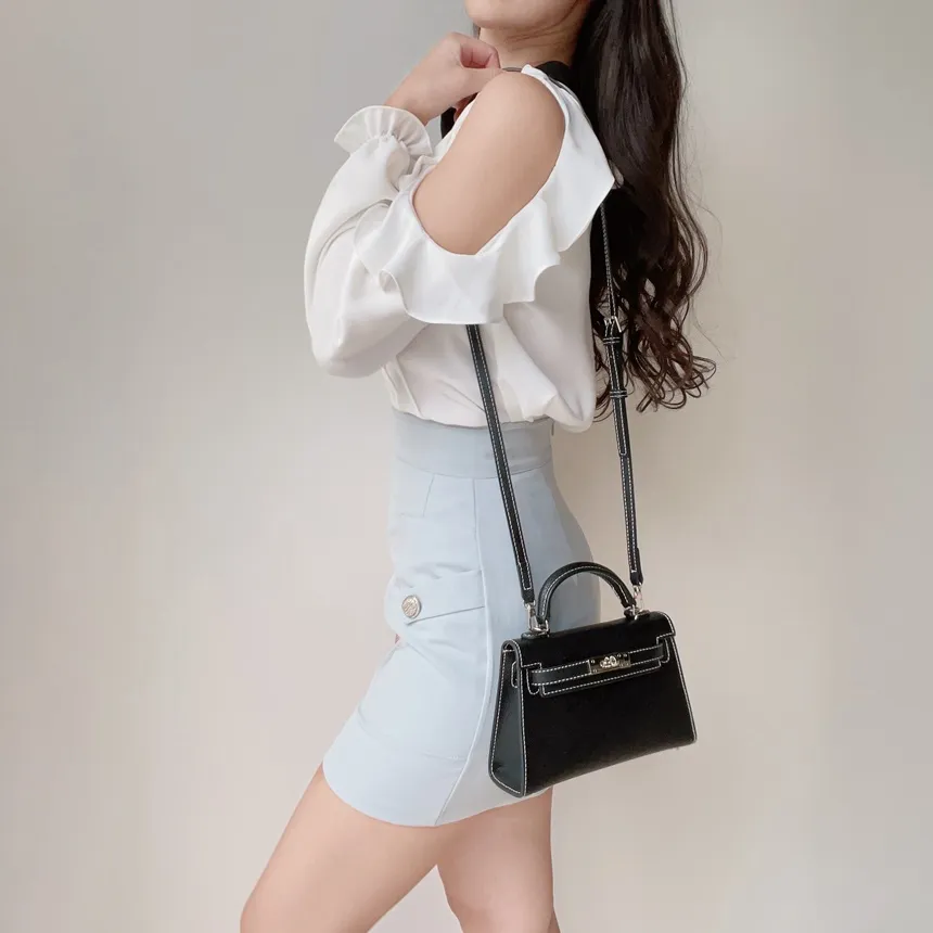 配色スカーフラッフルスリットショルダーブラウス | mirangmirang | 詳細画像10