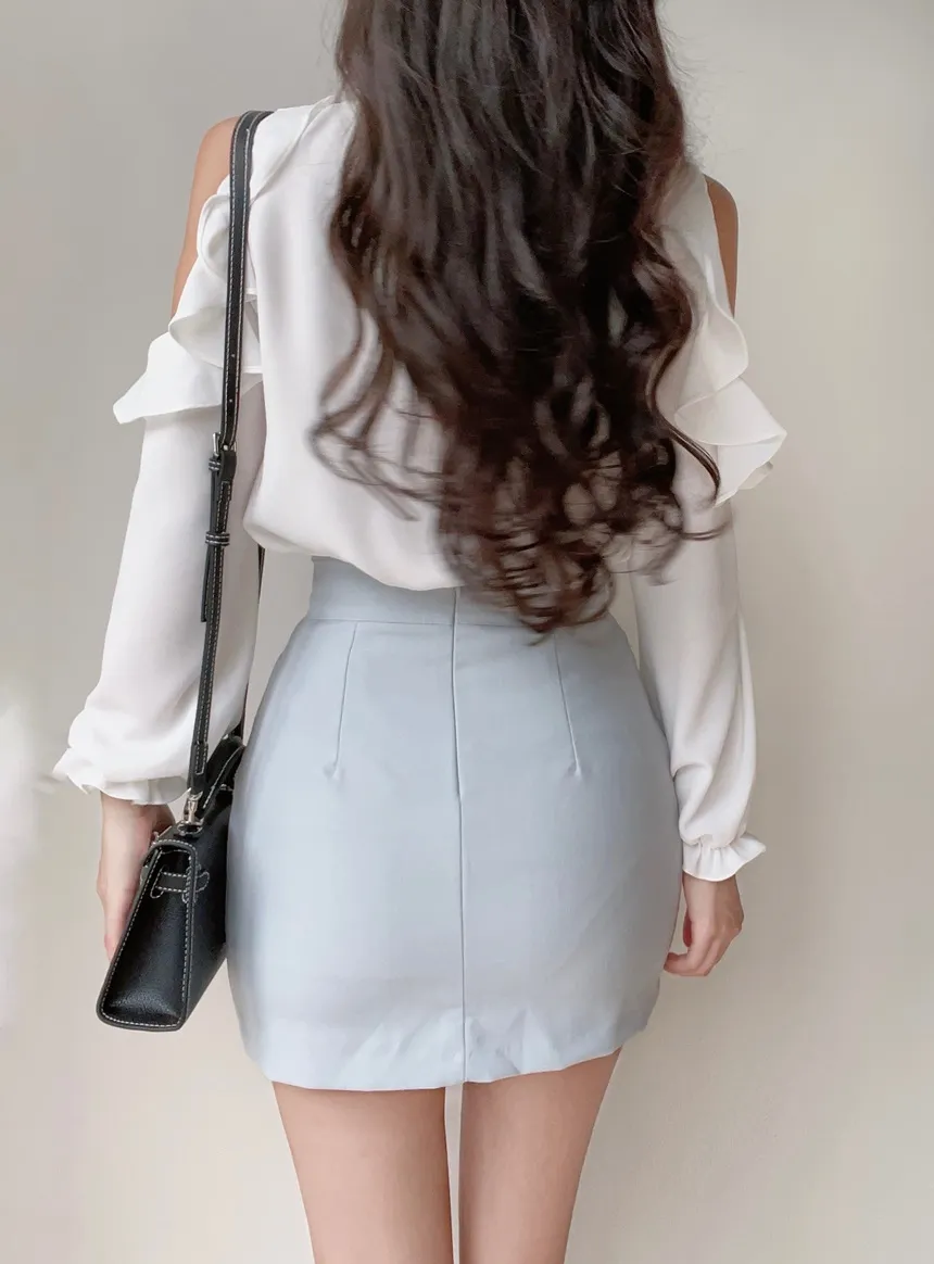 配色スカーフラッフルスリットショルダーブラウス | mirangmirang | 詳細画像11