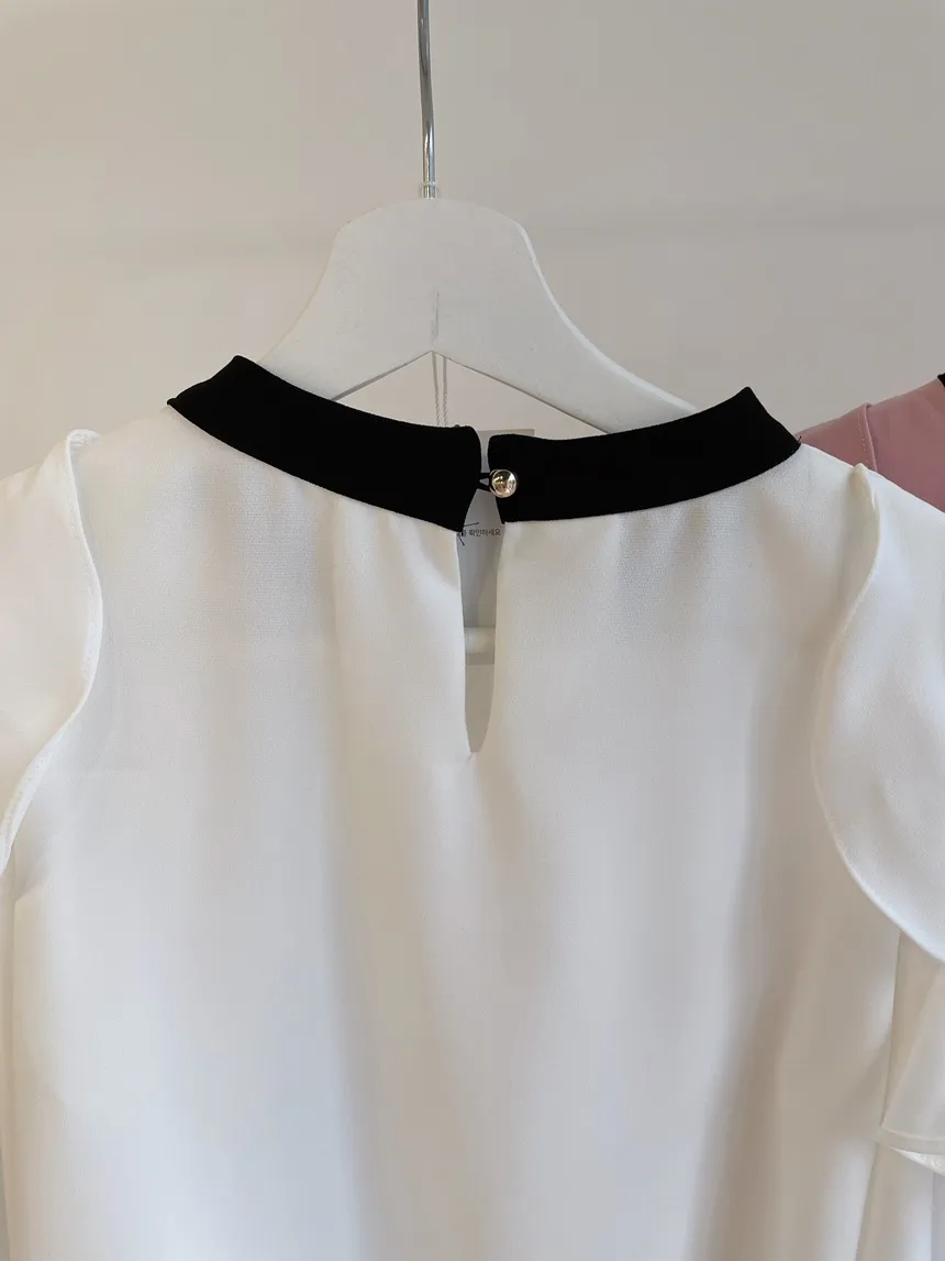 配色スカーフラッフルスリットショルダーブラウス | mirangmirang | 詳細画像28