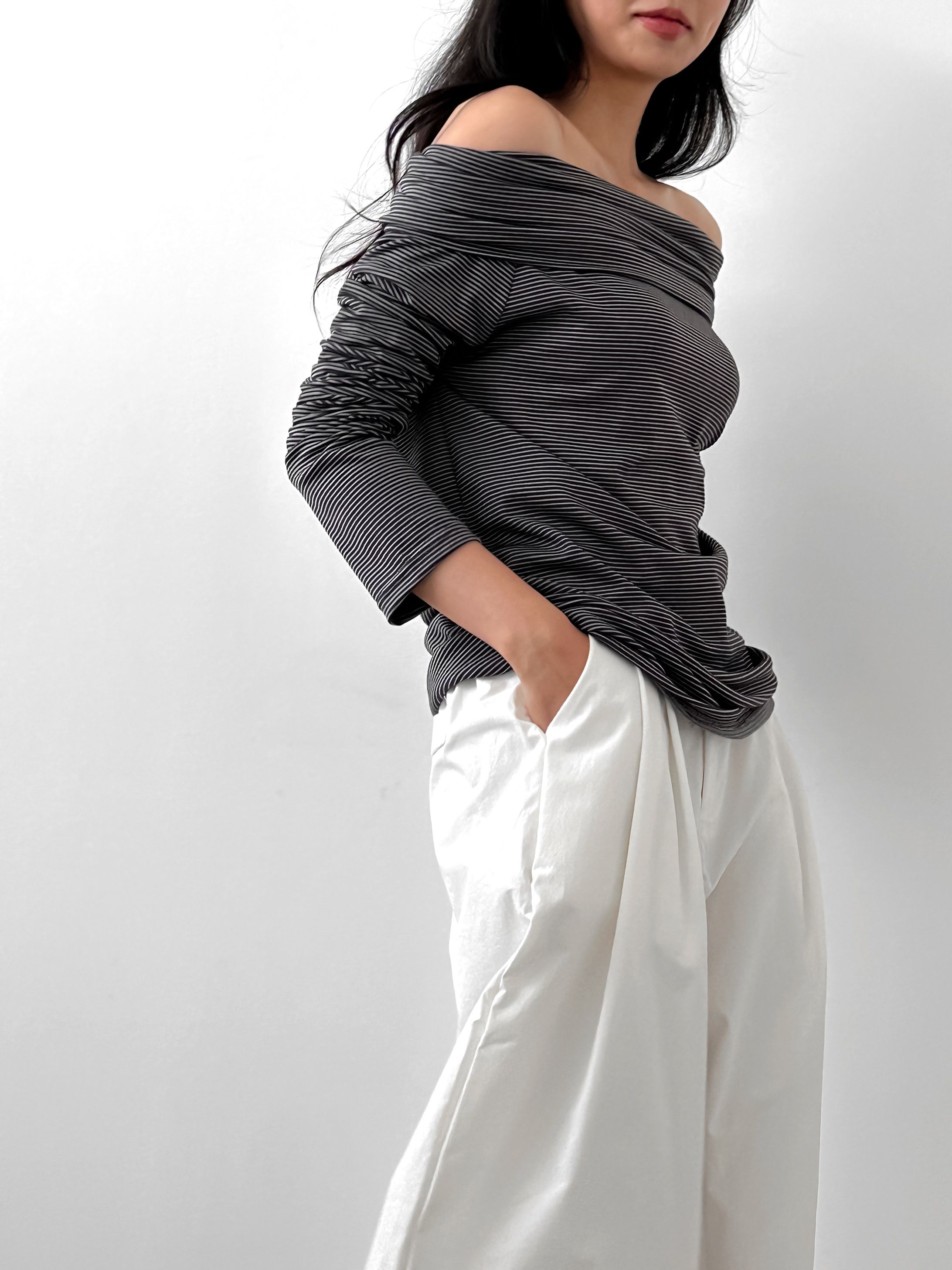 ボーダーオフショルダーラップTシャツ | 詳細画像16