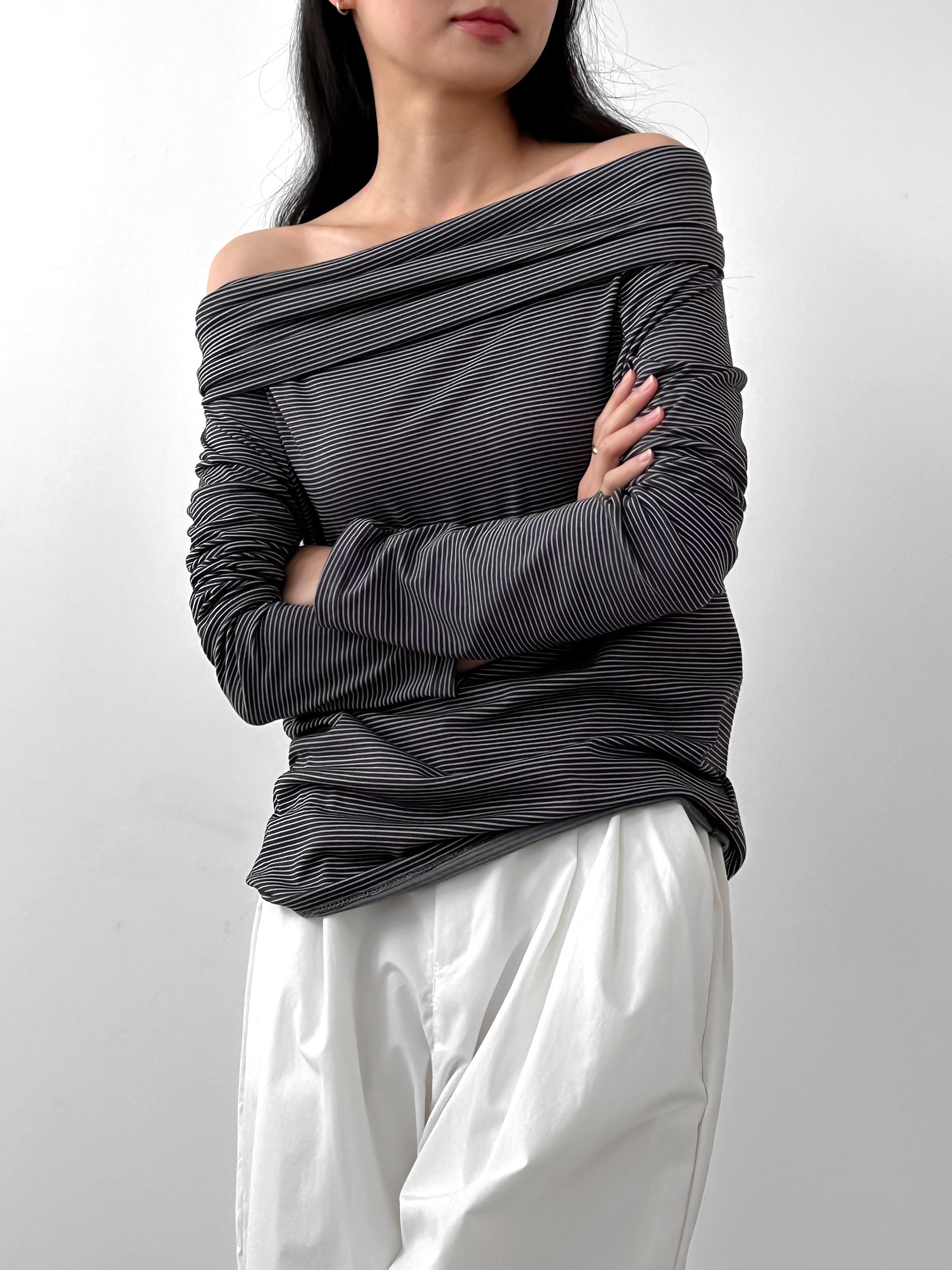 ボーダーオフショルダーラップTシャツ | 詳細画像19