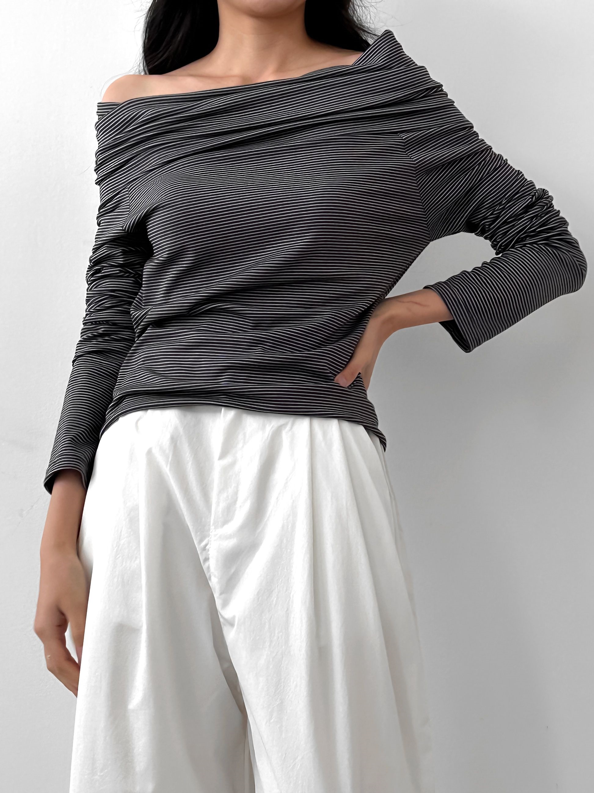 ボーダーオフショルダーラップTシャツ | 詳細画像21