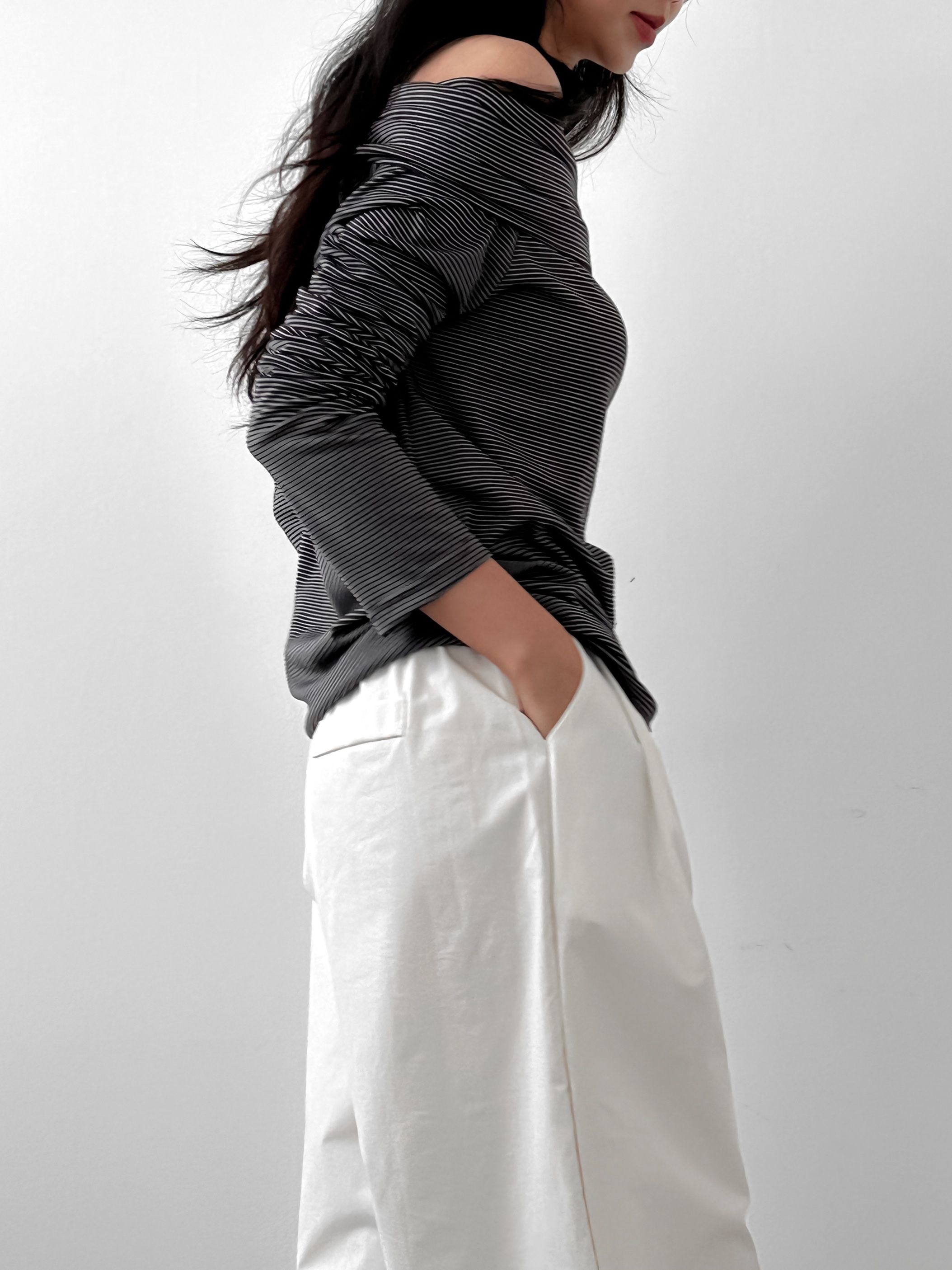 ボーダーオフショルダーラップTシャツ | 詳細画像11