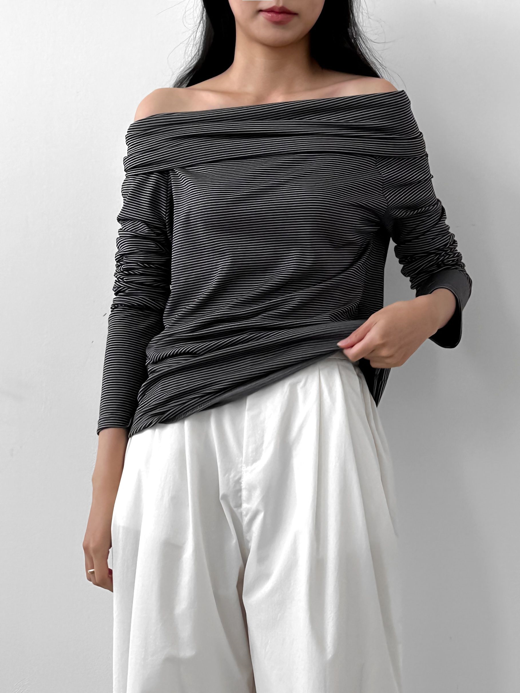 ボーダーオフショルダーラップTシャツ | 詳細画像14