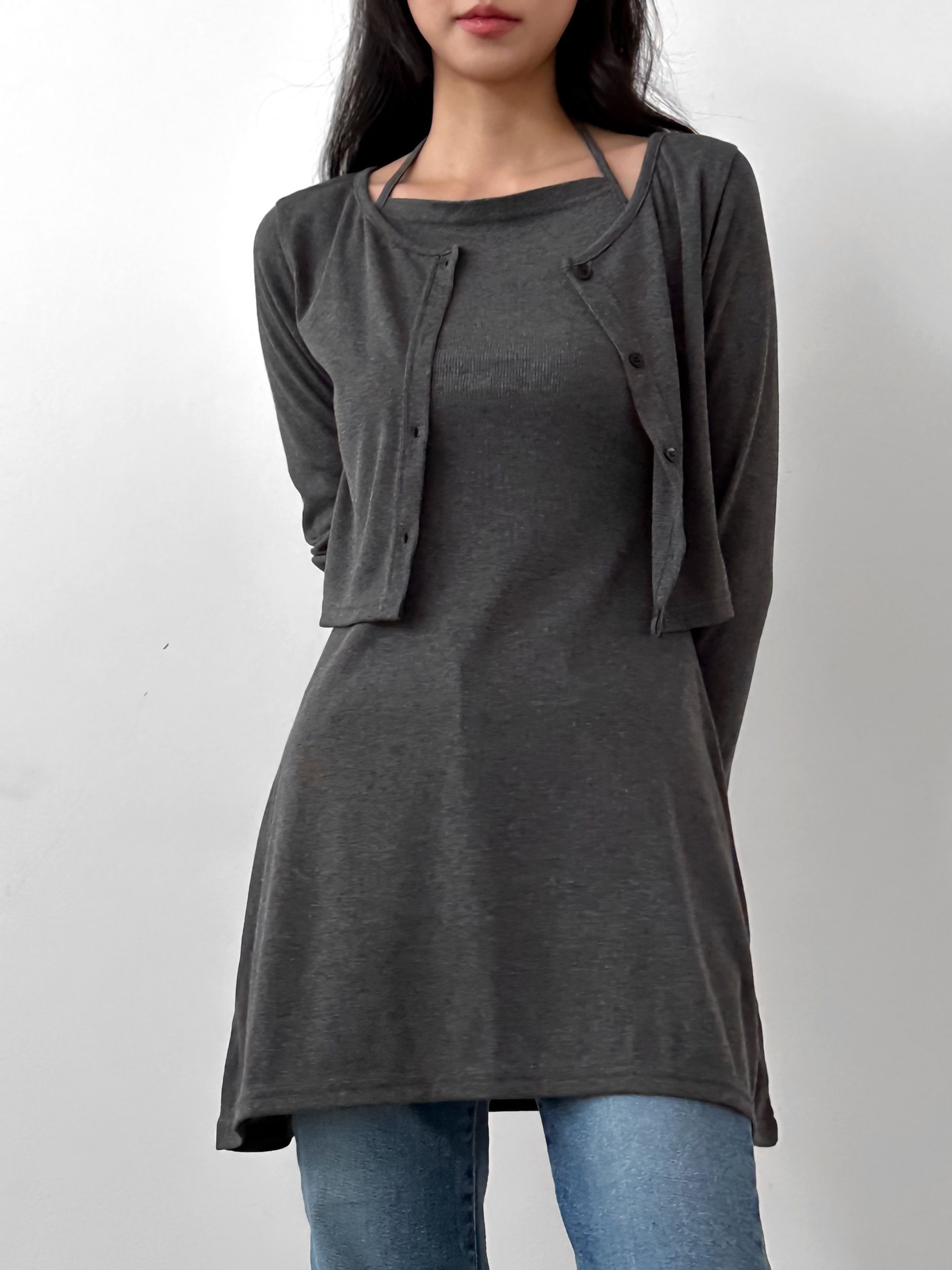 クロップドカーディガン&ホルターキャミワンピースSET | 詳細画像3