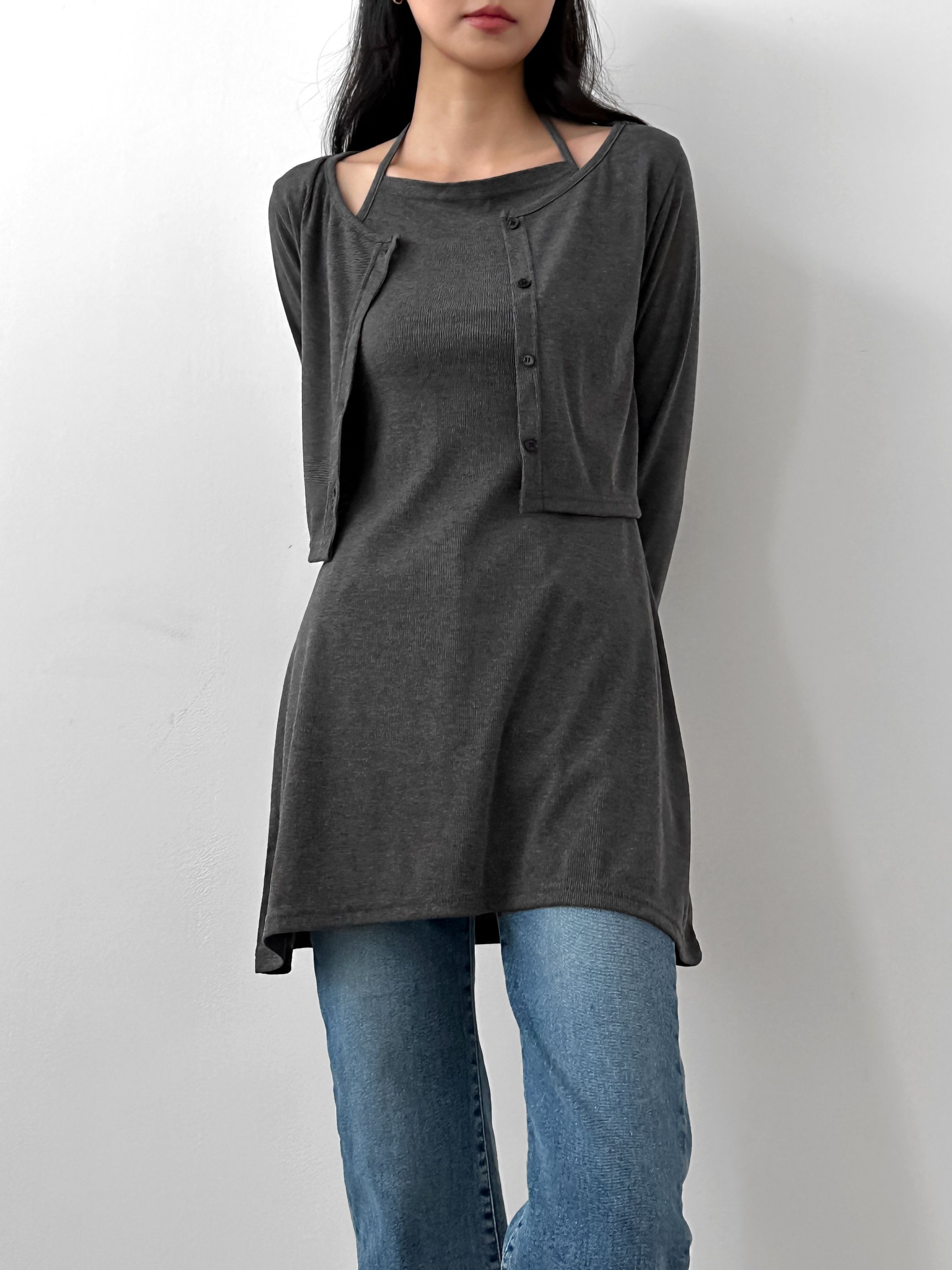 クロップドカーディガン&ホルターキャミワンピースSET | 詳細画像8