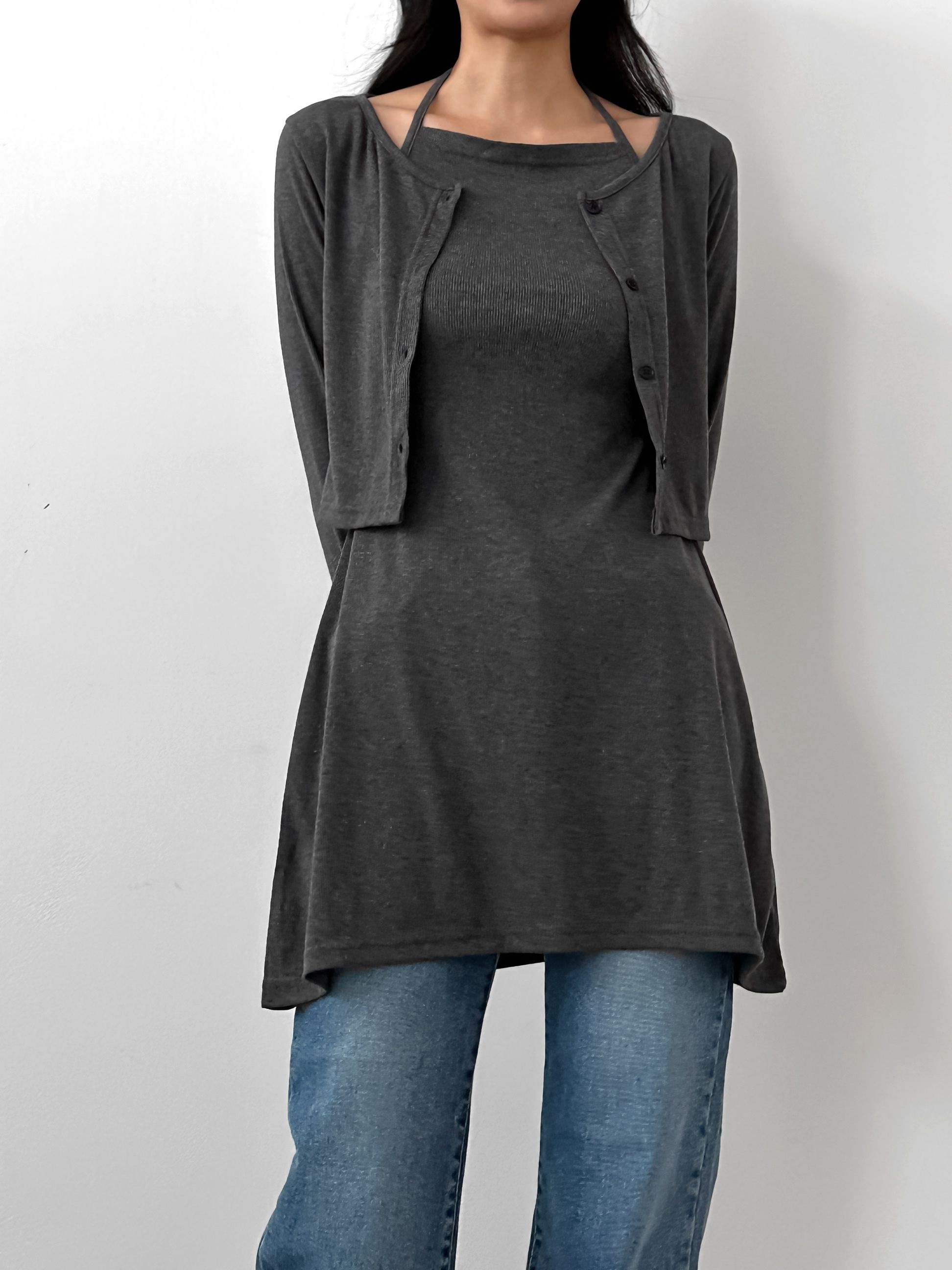 クロップドカーディガン&ホルターキャミワンピースSET | 詳細画像9