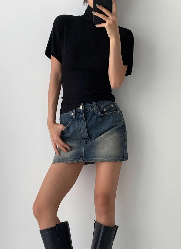 ハイネックスリムリブ半袖Tシャツ | secretoz | 詳細画像1