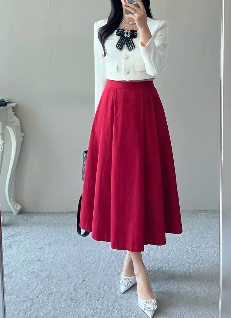 2TYPEウエストプリーツロングスカート | ELINMOOD | 詳細画像1