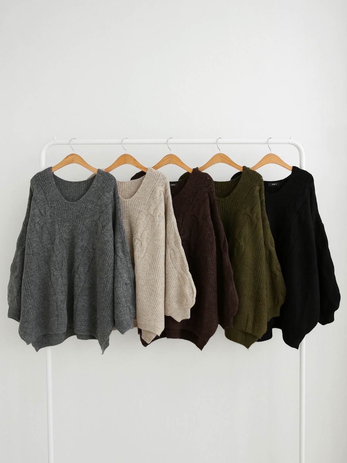 ウール混Uネックスリットケーブルルーズニット | 詳細画像2