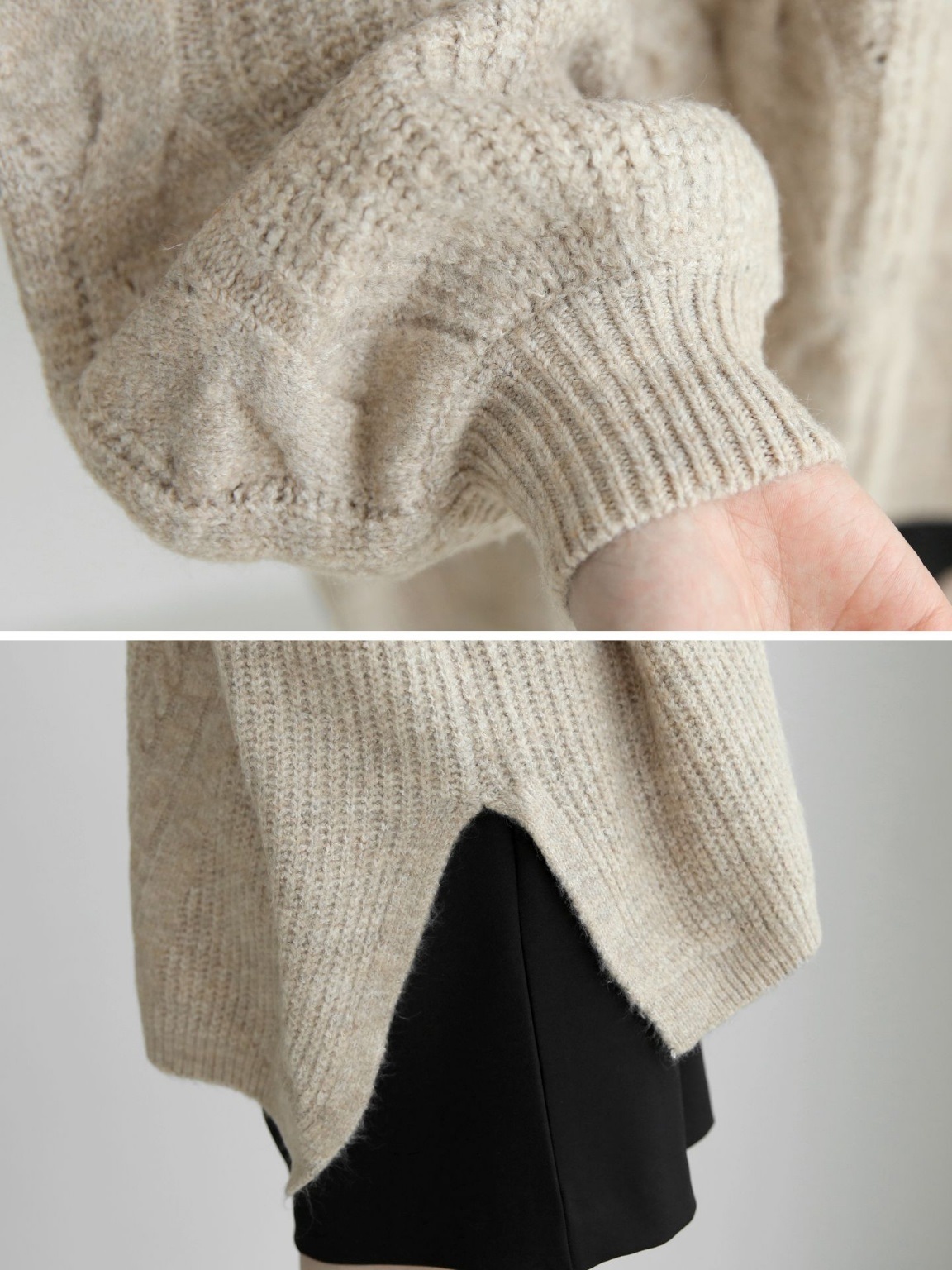 ウール混Uネックスリットケーブルルーズニット | 詳細画像20
