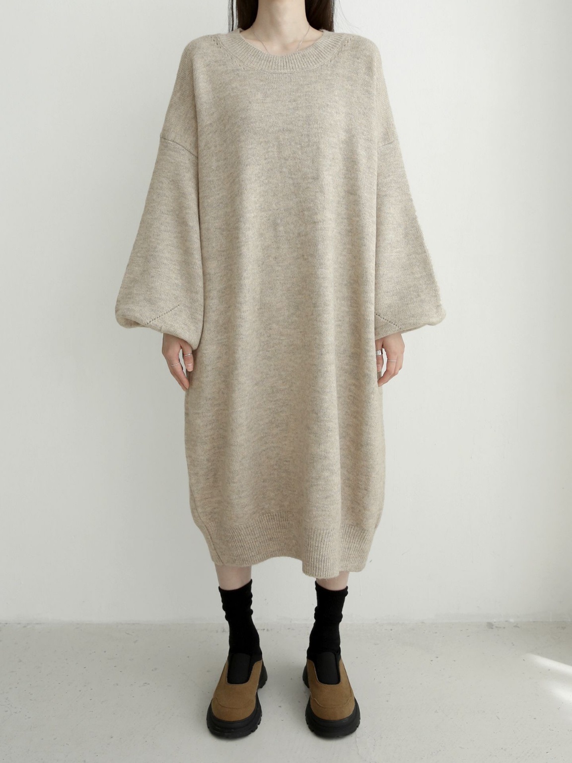 ウール混ラウンドルーズニットワンピース | 詳細画像19