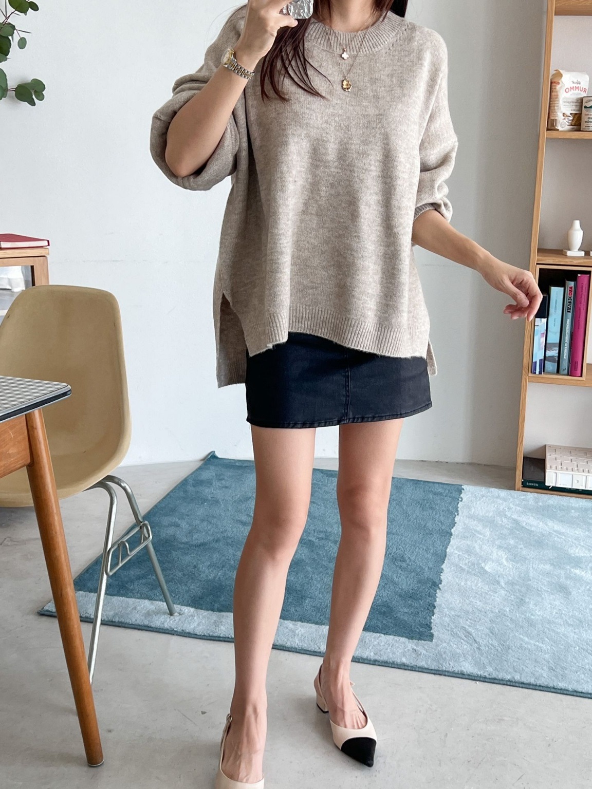 ウール混パンチングアンバランスニット | 詳細画像16