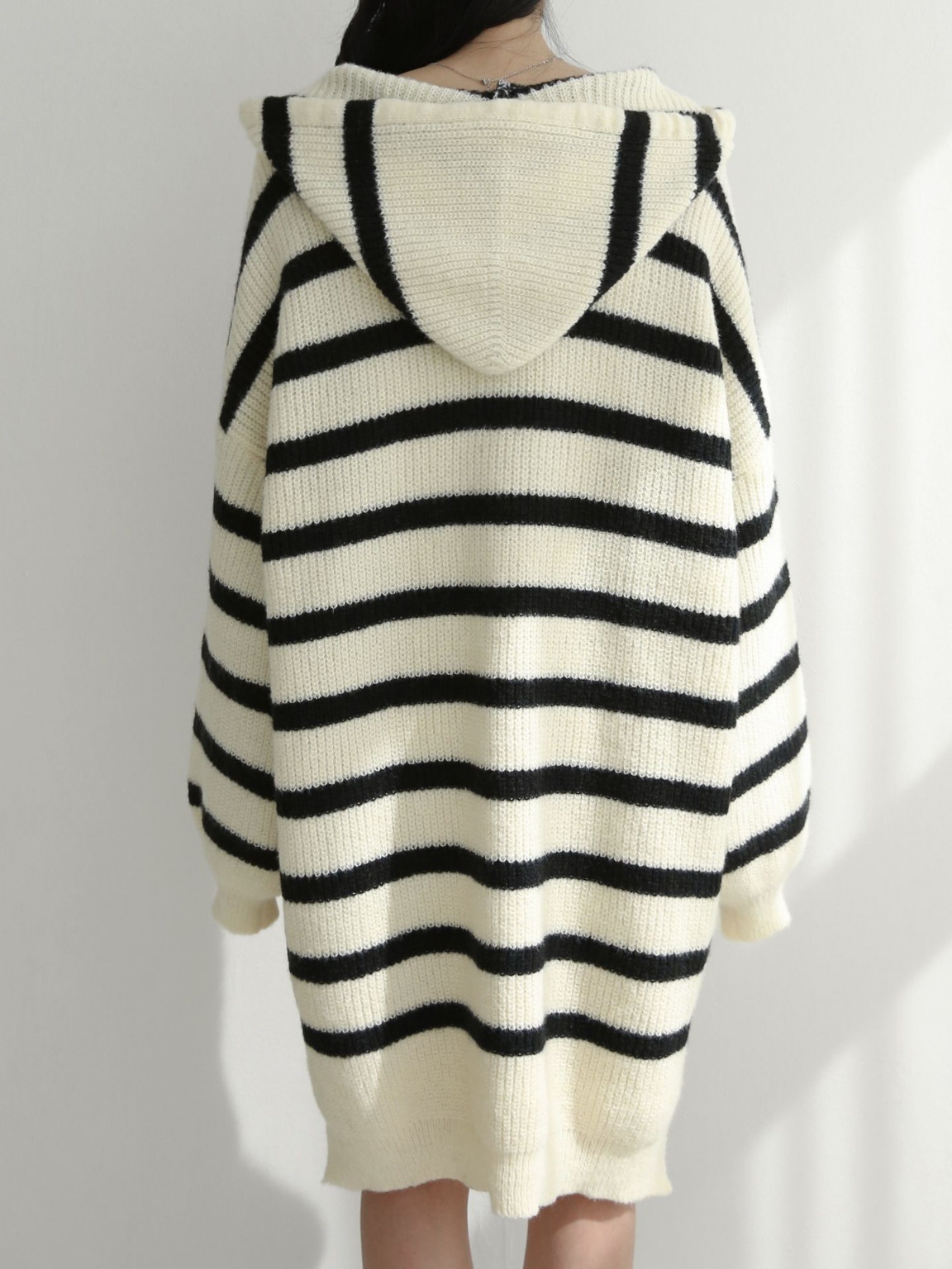 ドロストフードスリットボーダーニットミニワンピース | 詳細画像17