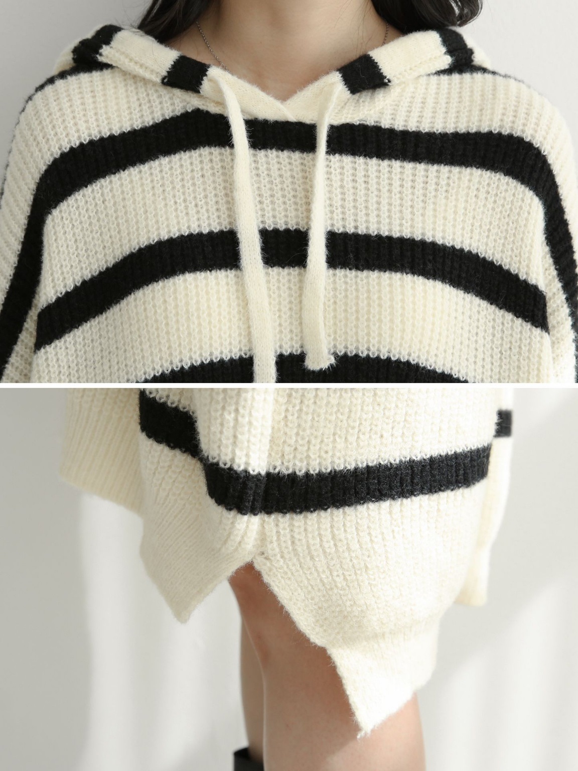 ドロストフードスリットボーダーニットミニワンピース | 詳細画像19