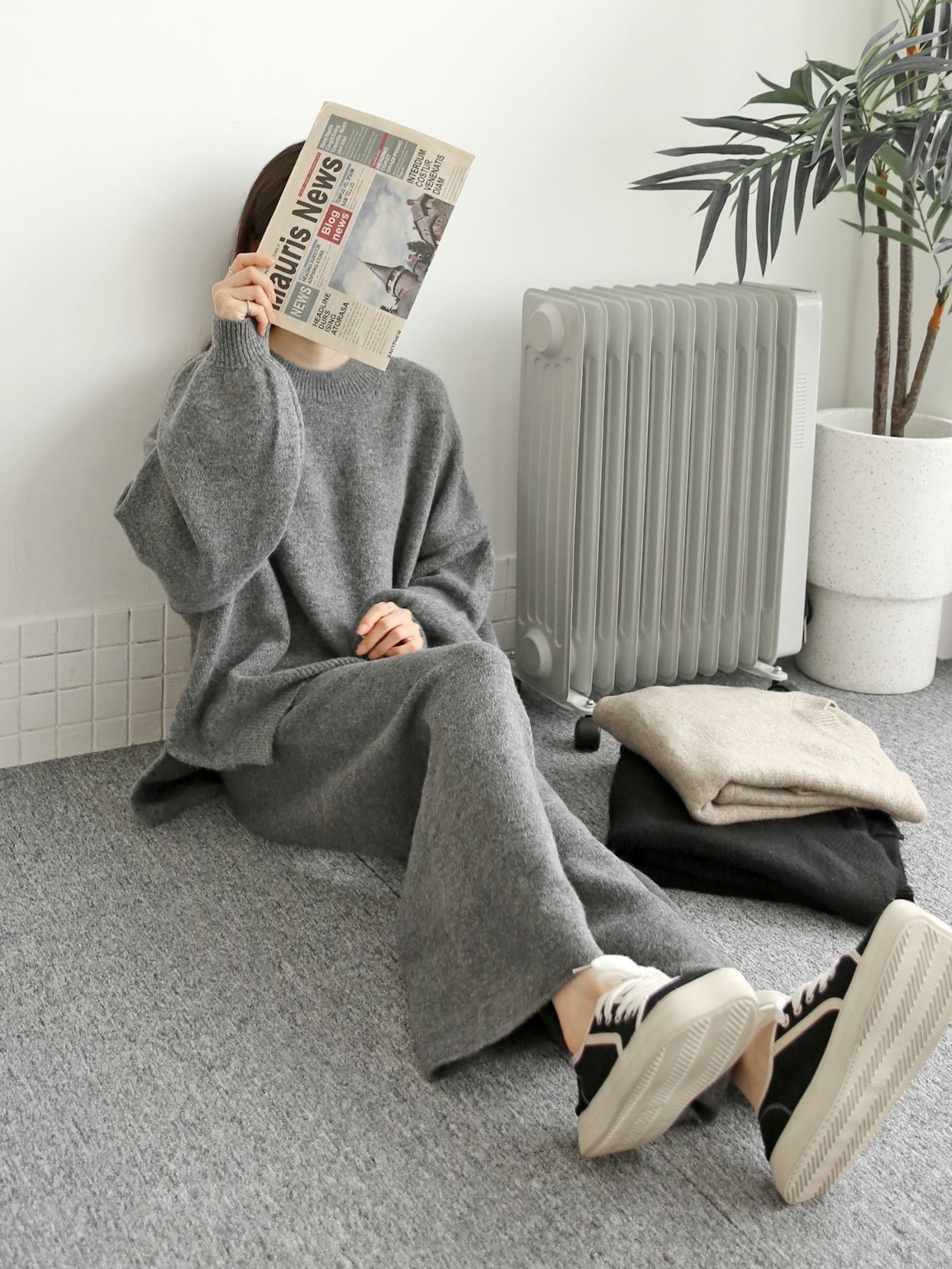 ウール混ルーズニット&ドロストパンツSET | 詳細画像3