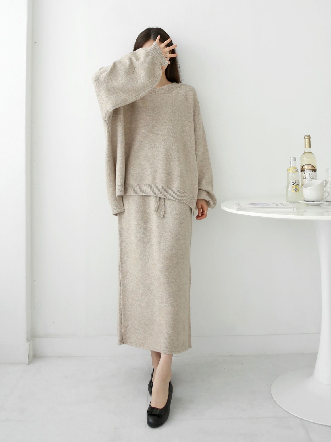 ウール混ルーズニット&ドロストスカートSET | 詳細画像3