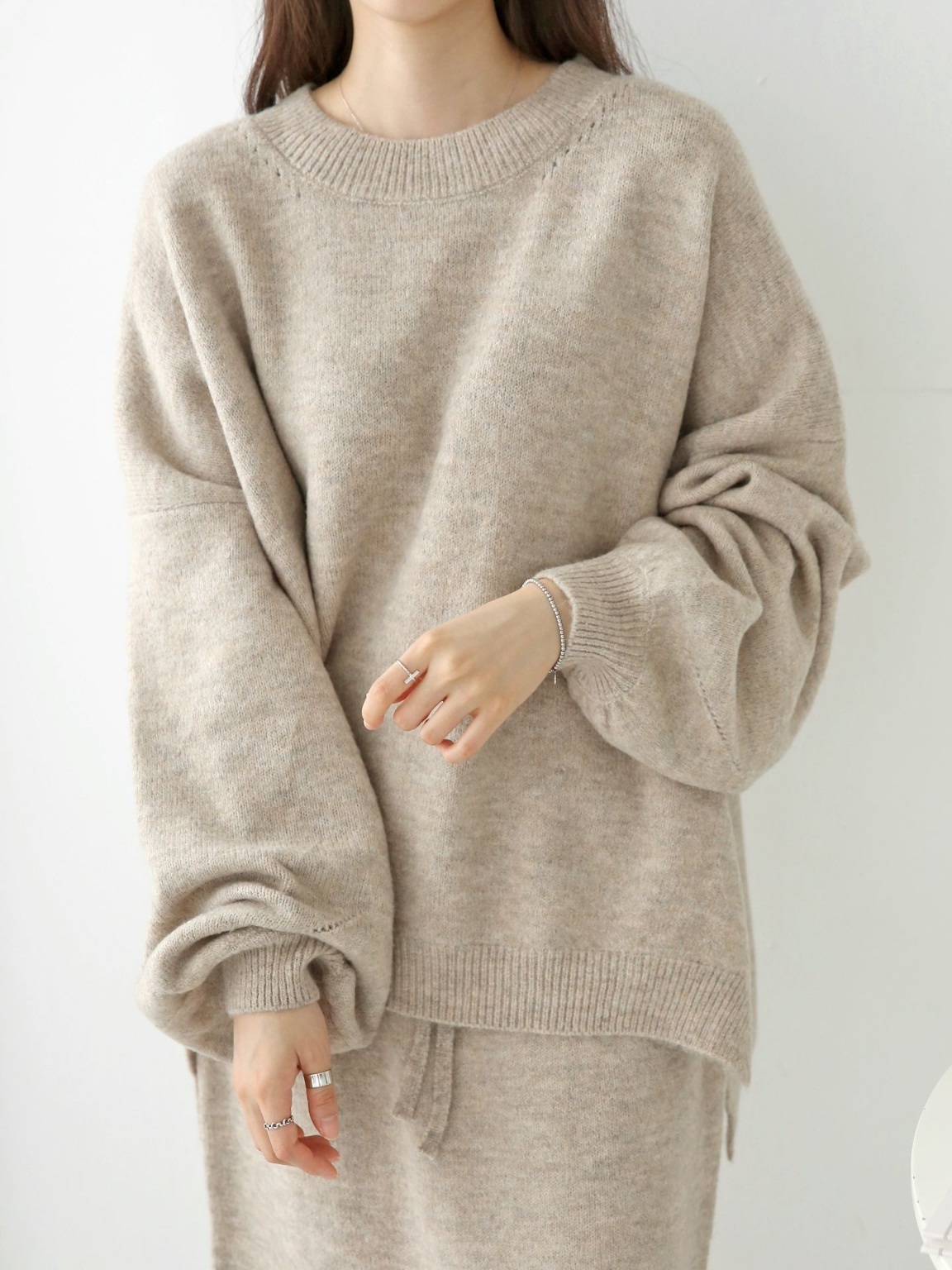 ウール混ルーズニット&ドロストスカートSET | 詳細画像5