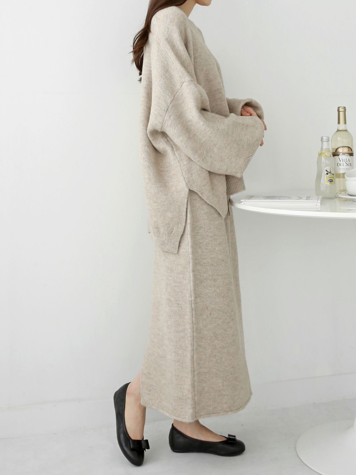 ウール混ルーズニット&ドロストスカートSET | 詳細画像6