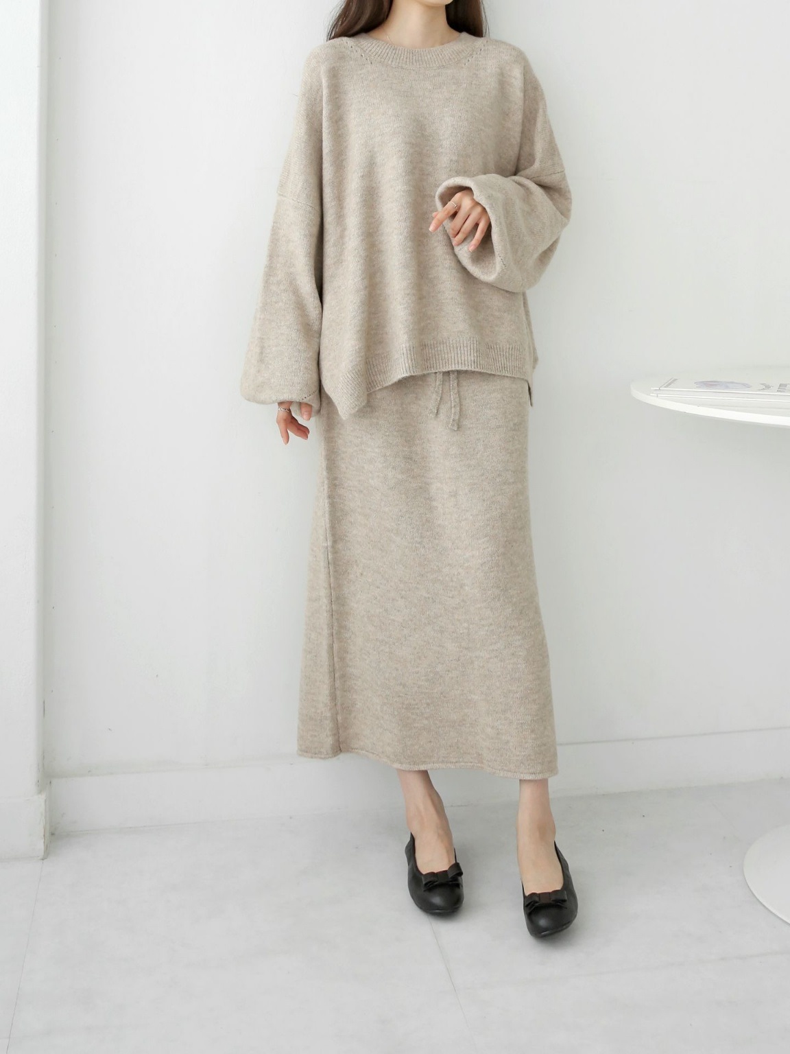ウール混ルーズニット&ドロストスカートSET | 詳細画像7